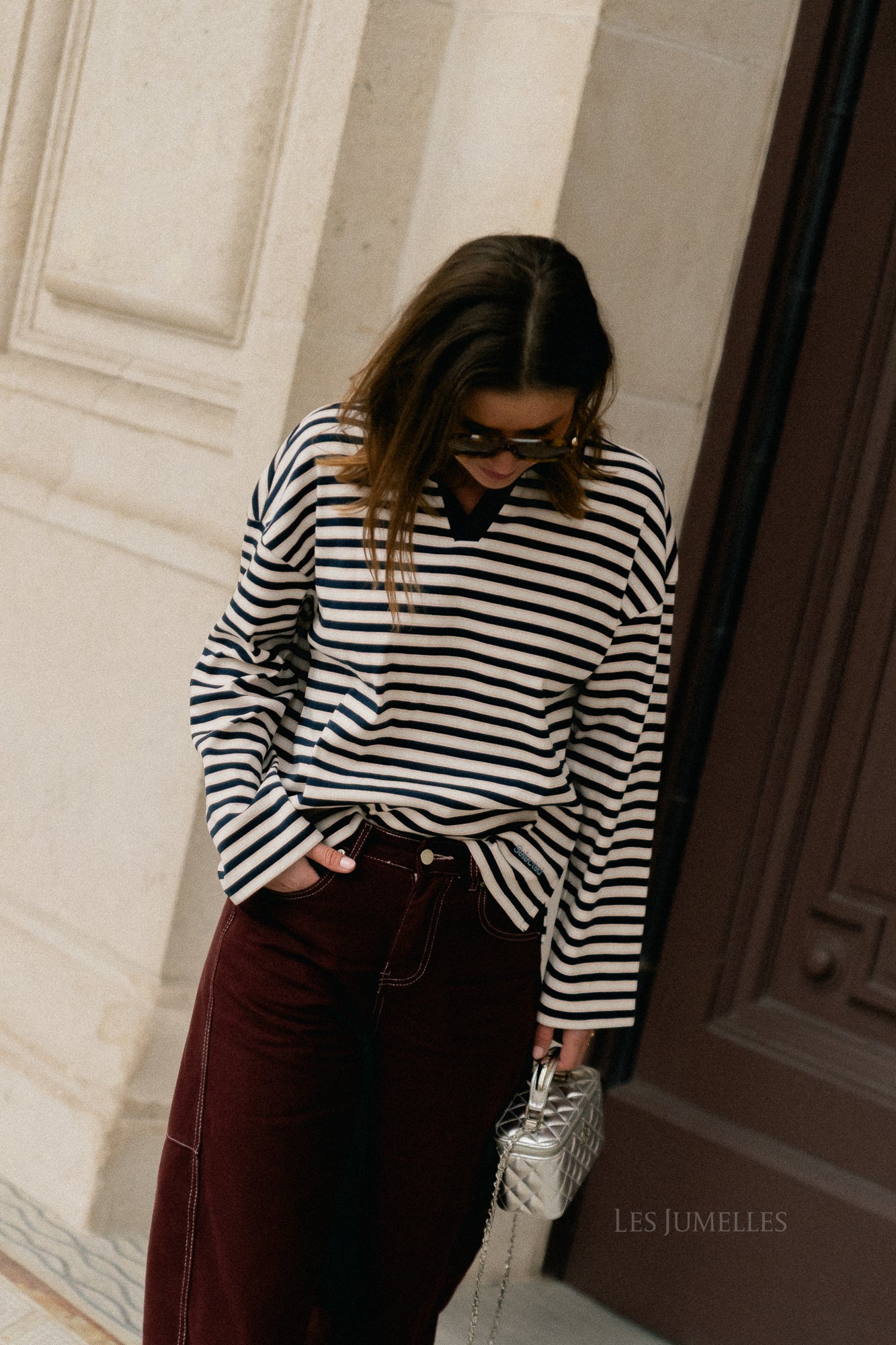 SLFMilly LS polo donkerblauw/ecru