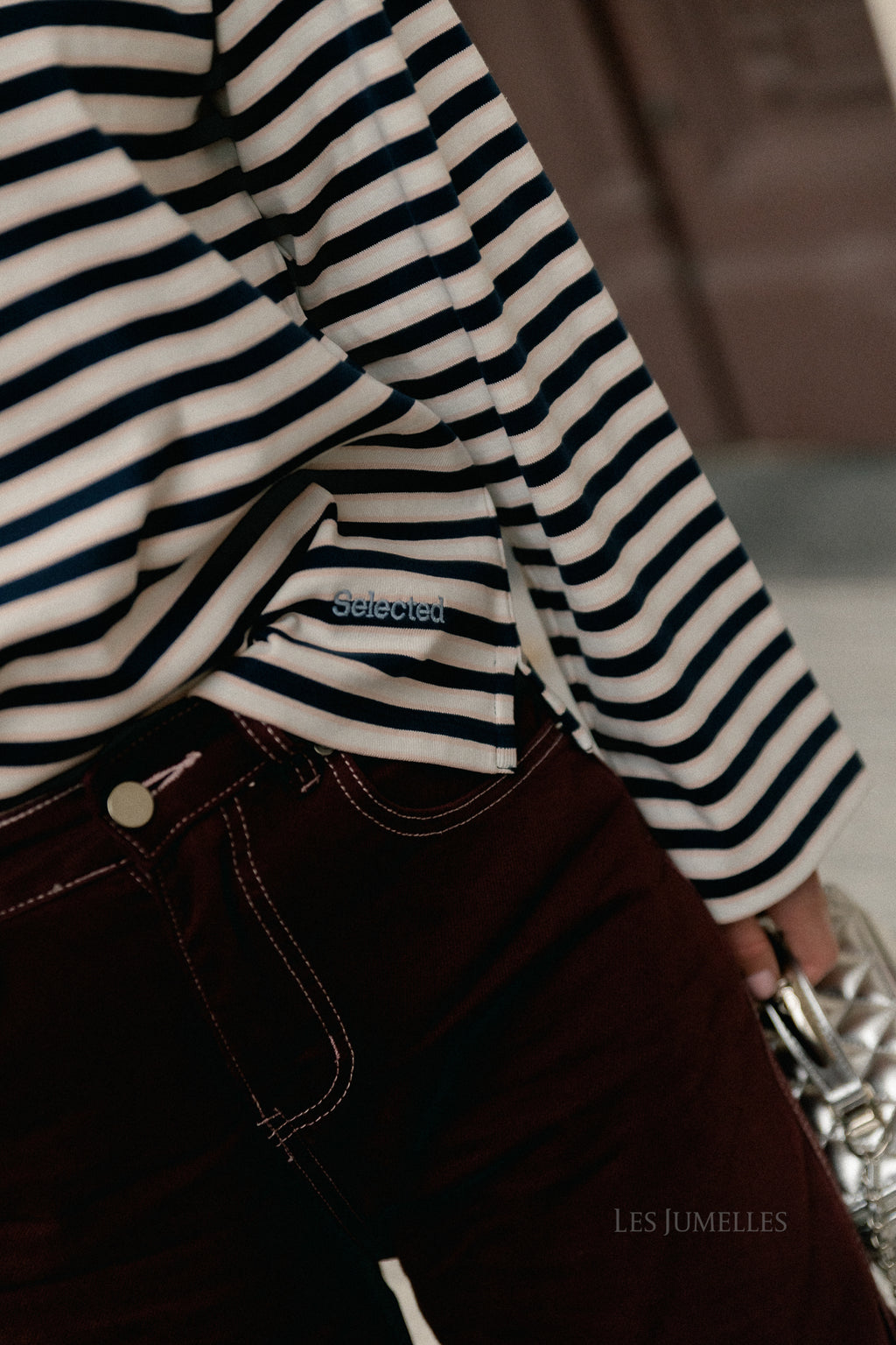 SLFMilly LS polo donkerblauw/ecru