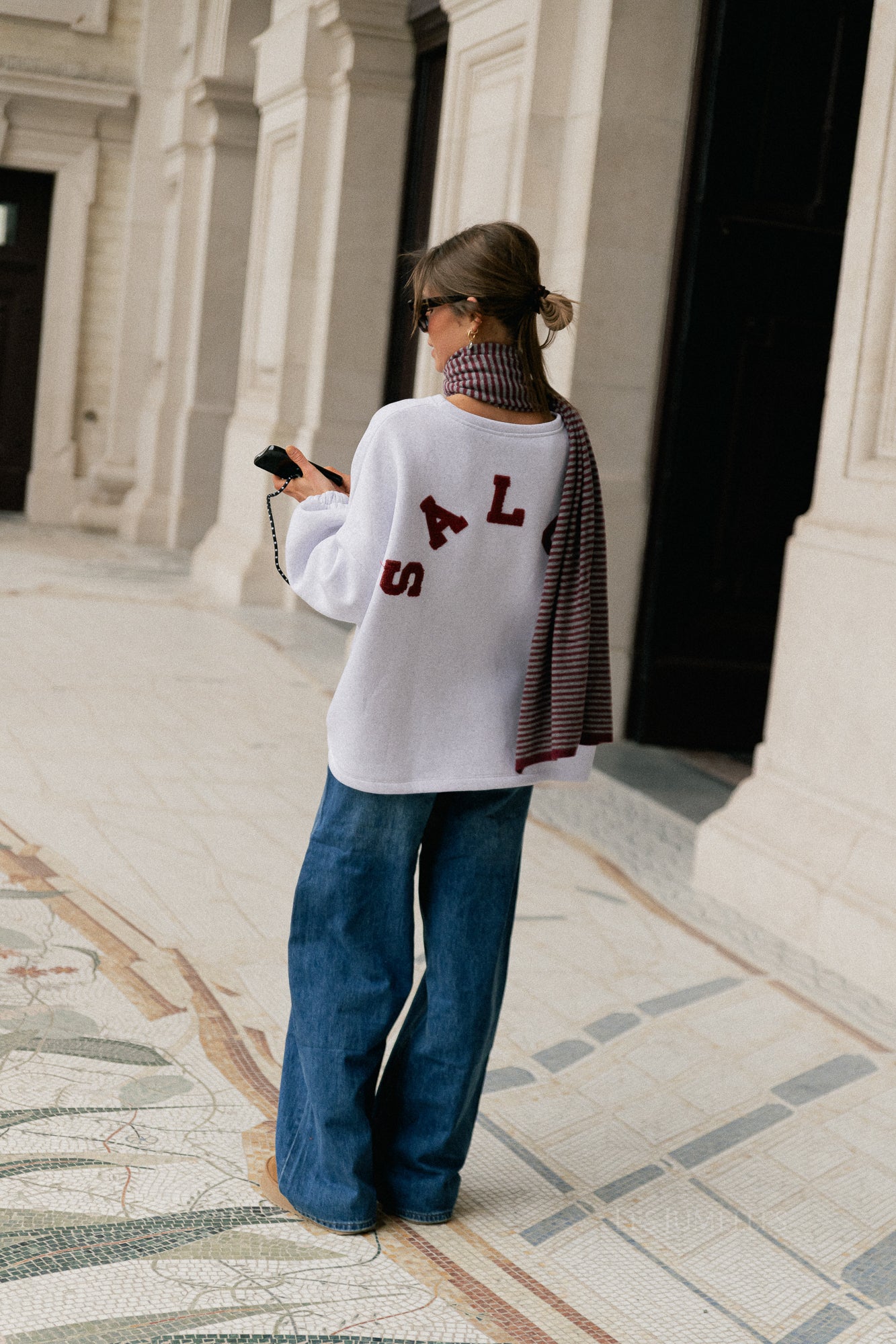 Pull 'Salut' ORIGINAL bordeaux/gris clair