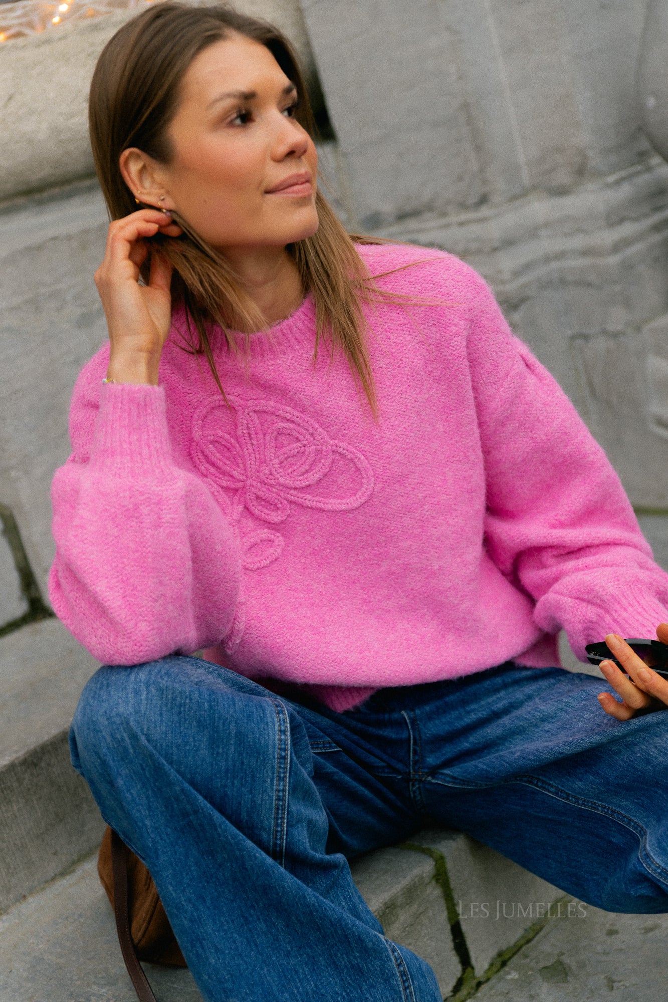 VIMarley LS EMB knit pullover fiji flower