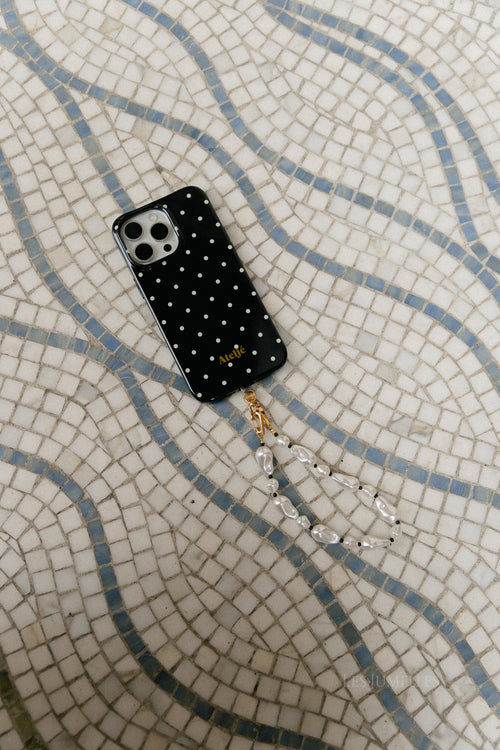 Coque iPhone à mini pois noirs