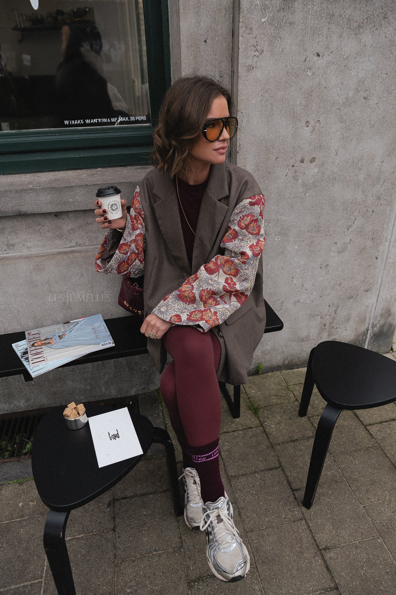 Madeline blazer taupe/burgundy