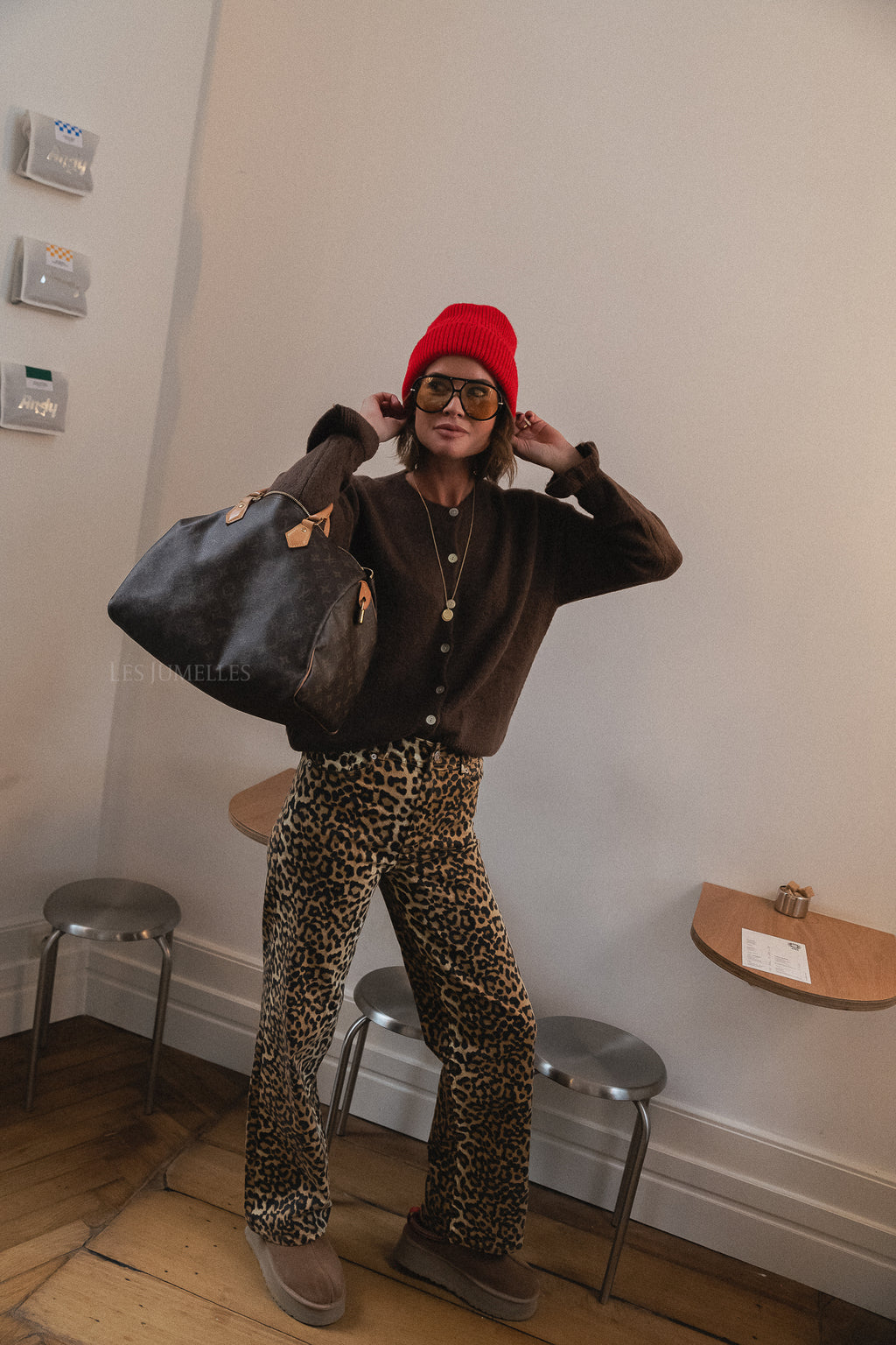 YASLeonora HW denim jean léopard