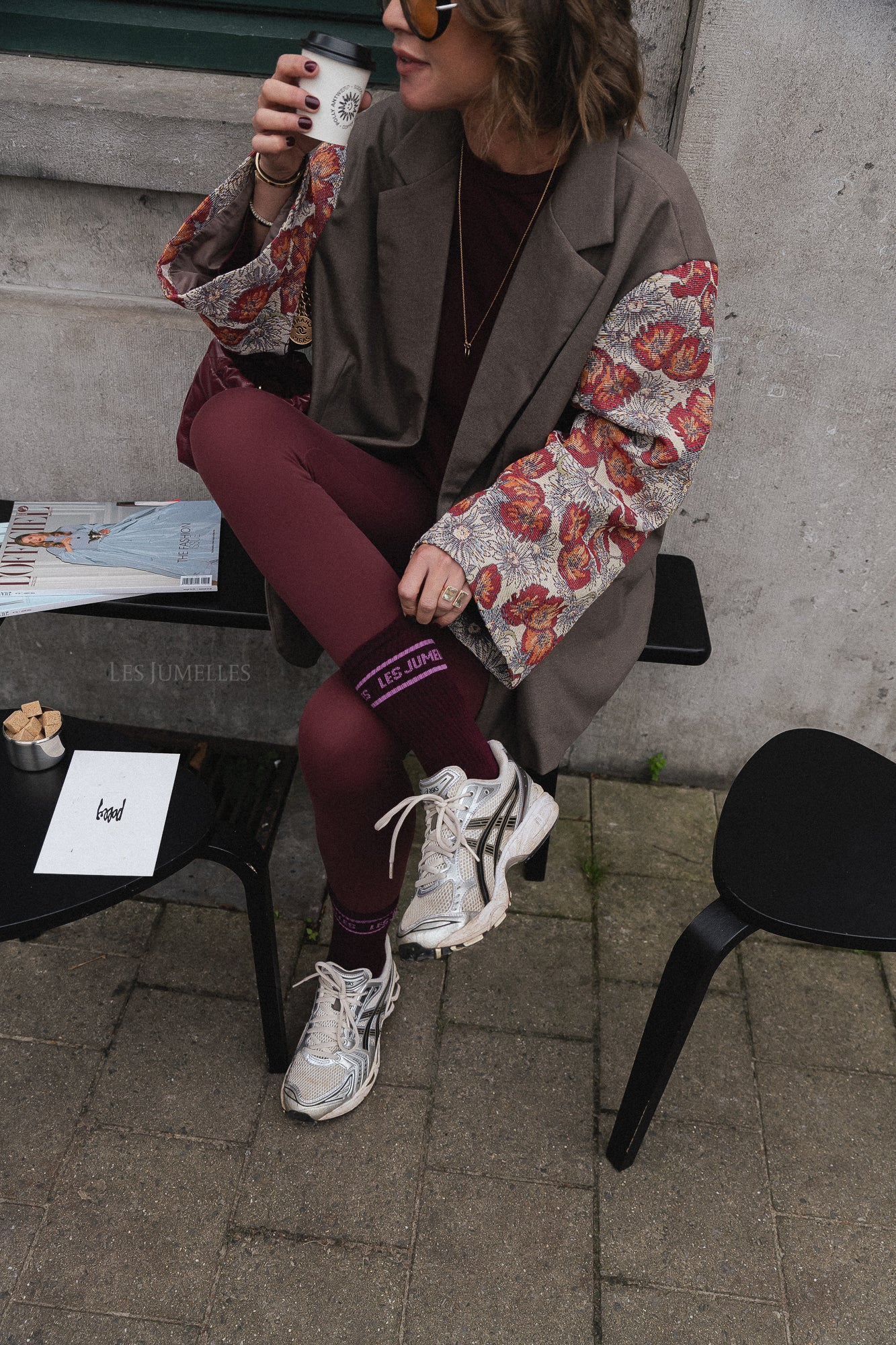 Madeline blazer taupe/burgundy