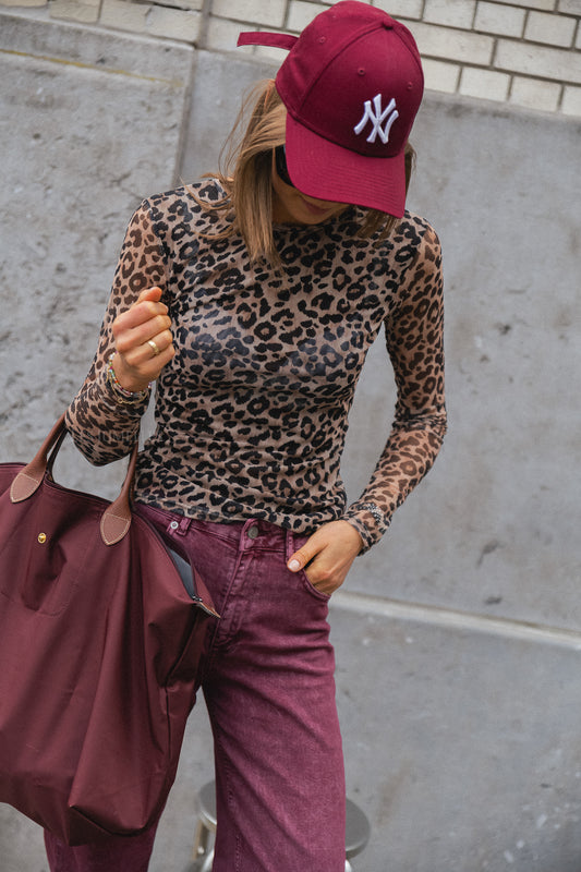 Les Jumelles Mia mesh top leopard