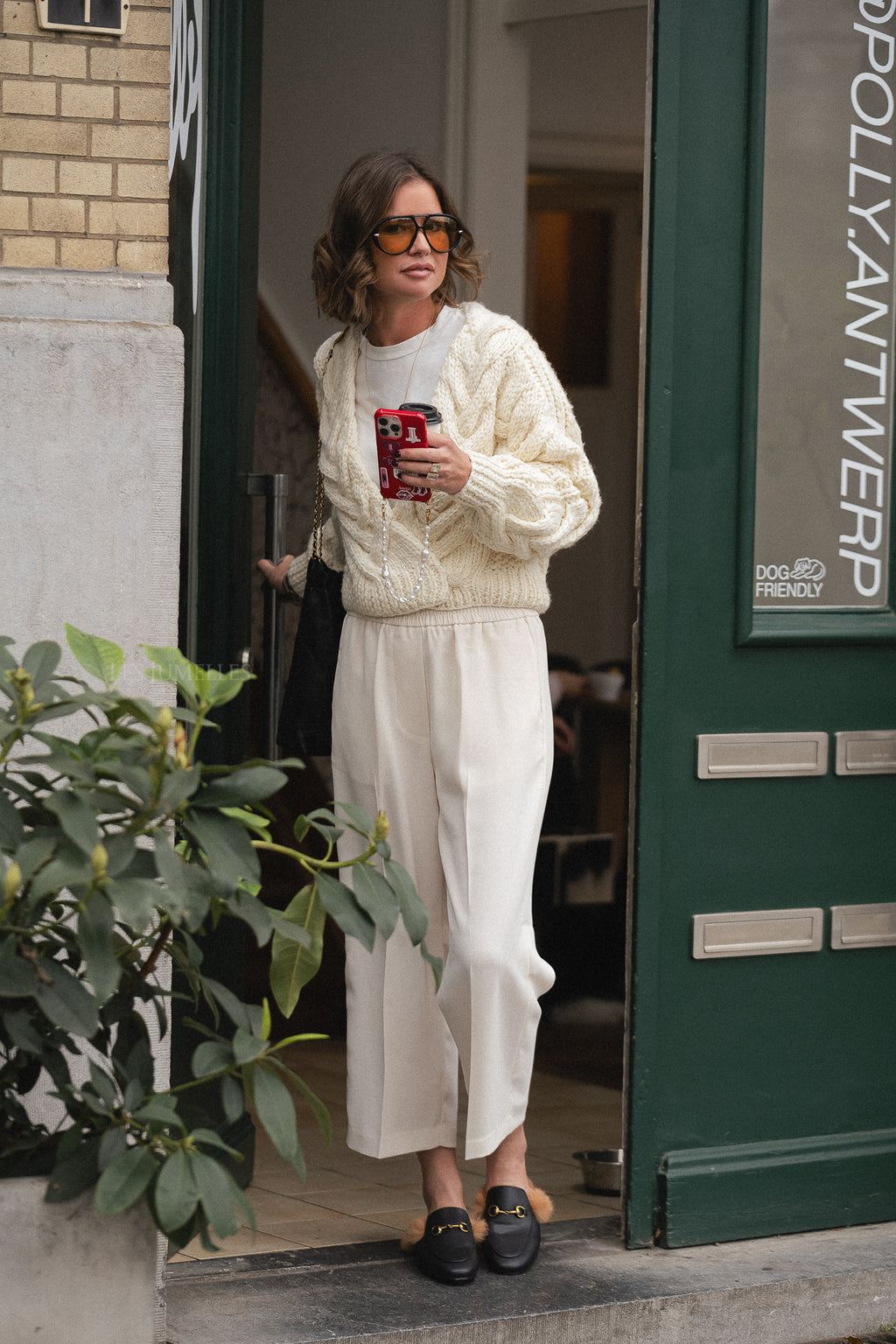 Jonah klassische Gabardine-Hose Ivory