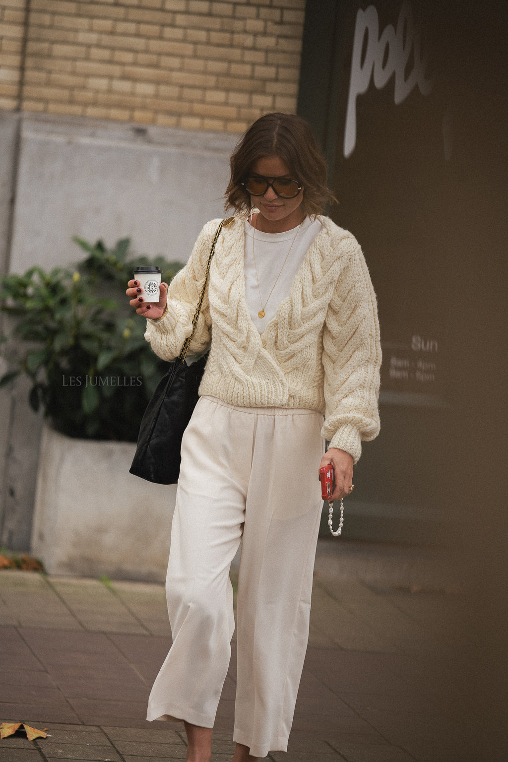 Jonah klassische Gabardine-Hose Ivory