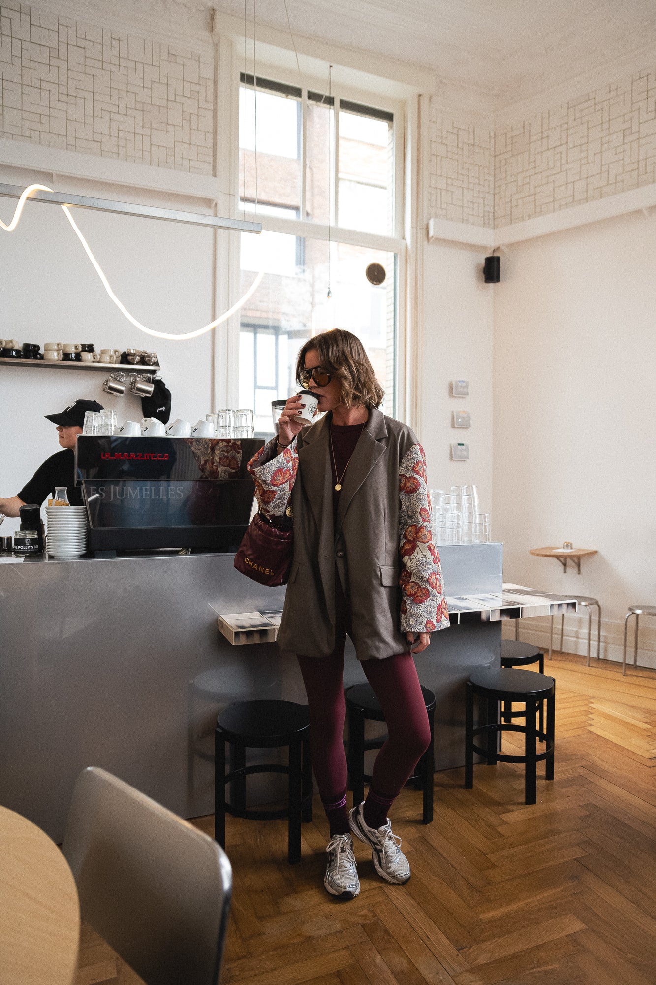 Madeline blazer taupe/burgundy