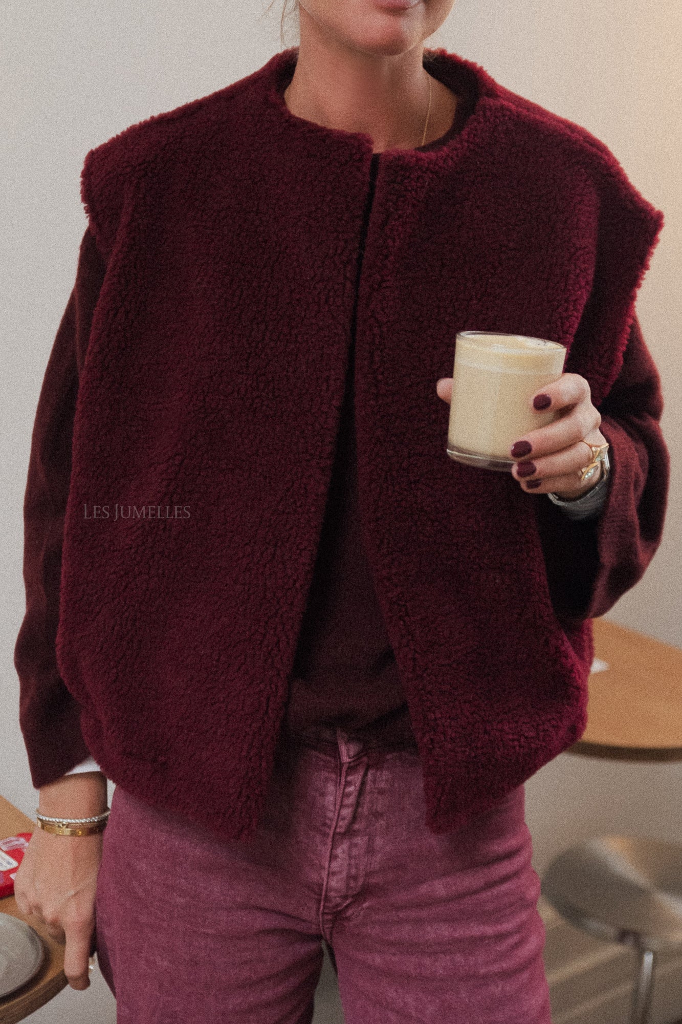 Gilet rose bordeaux