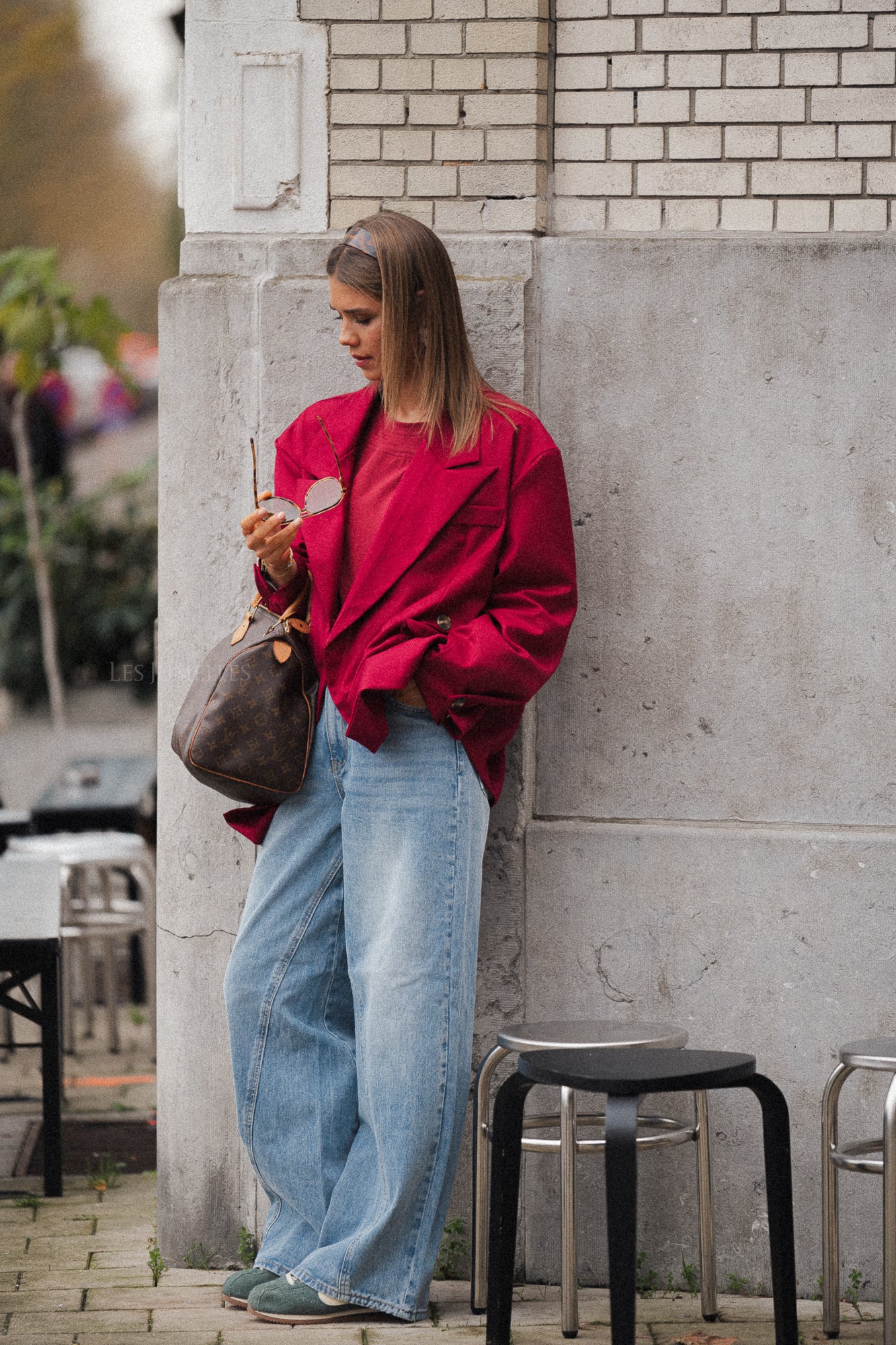 Clara oversized blazer cherry red