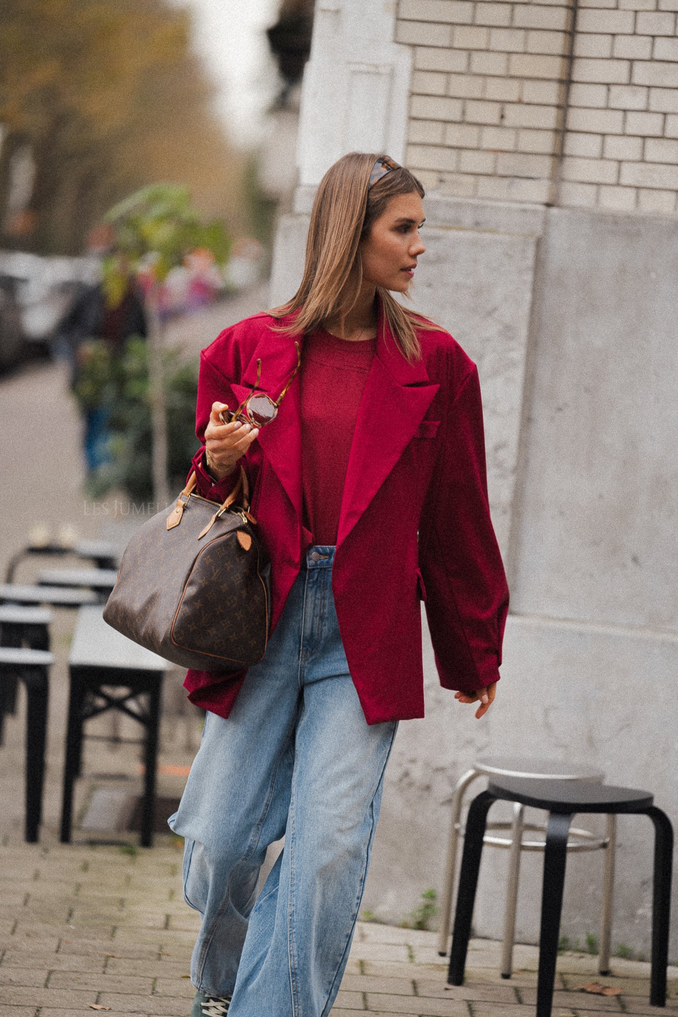 Clara oversized blazer cherry red