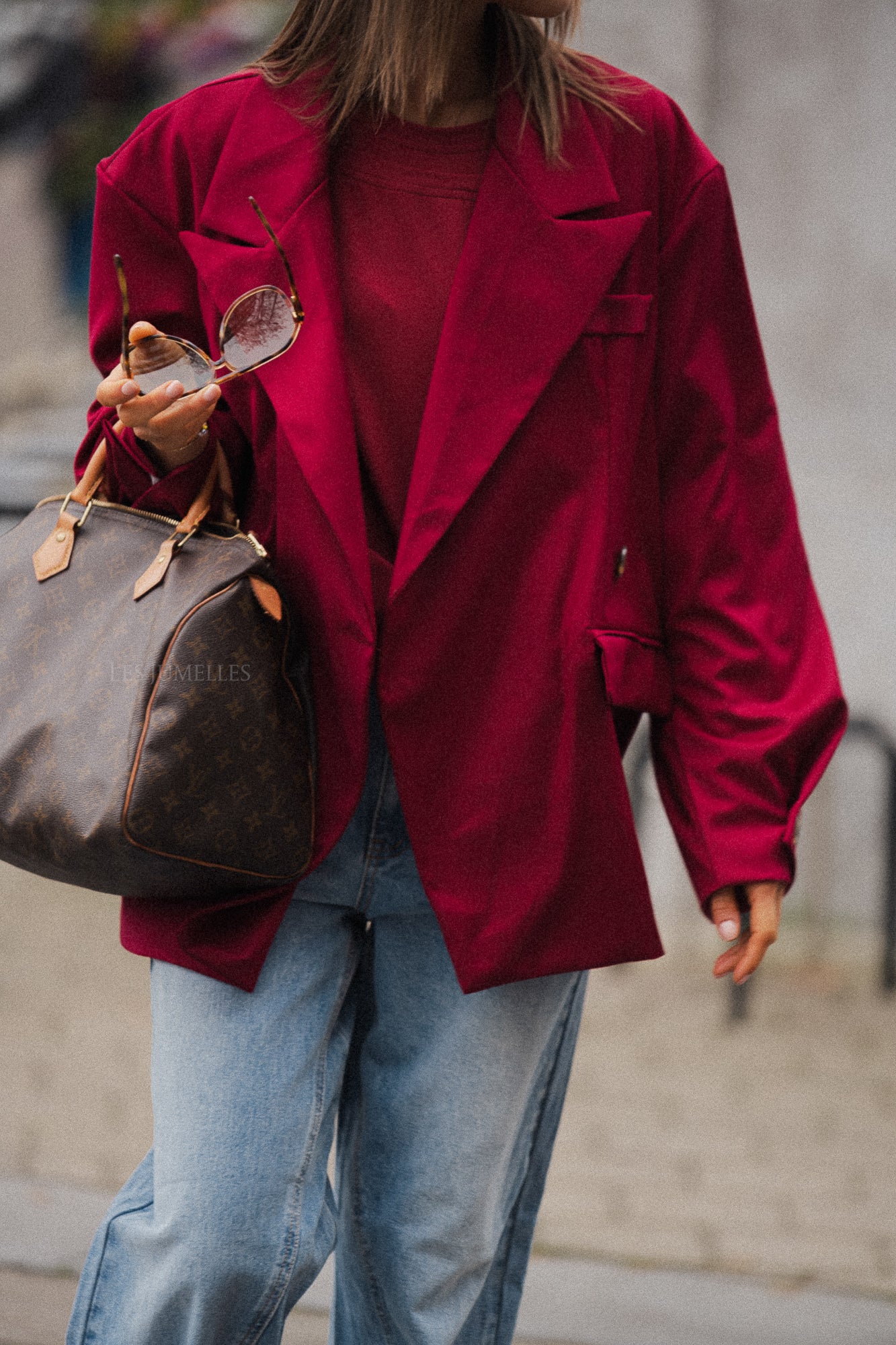 Clara oversized blazer cherry red