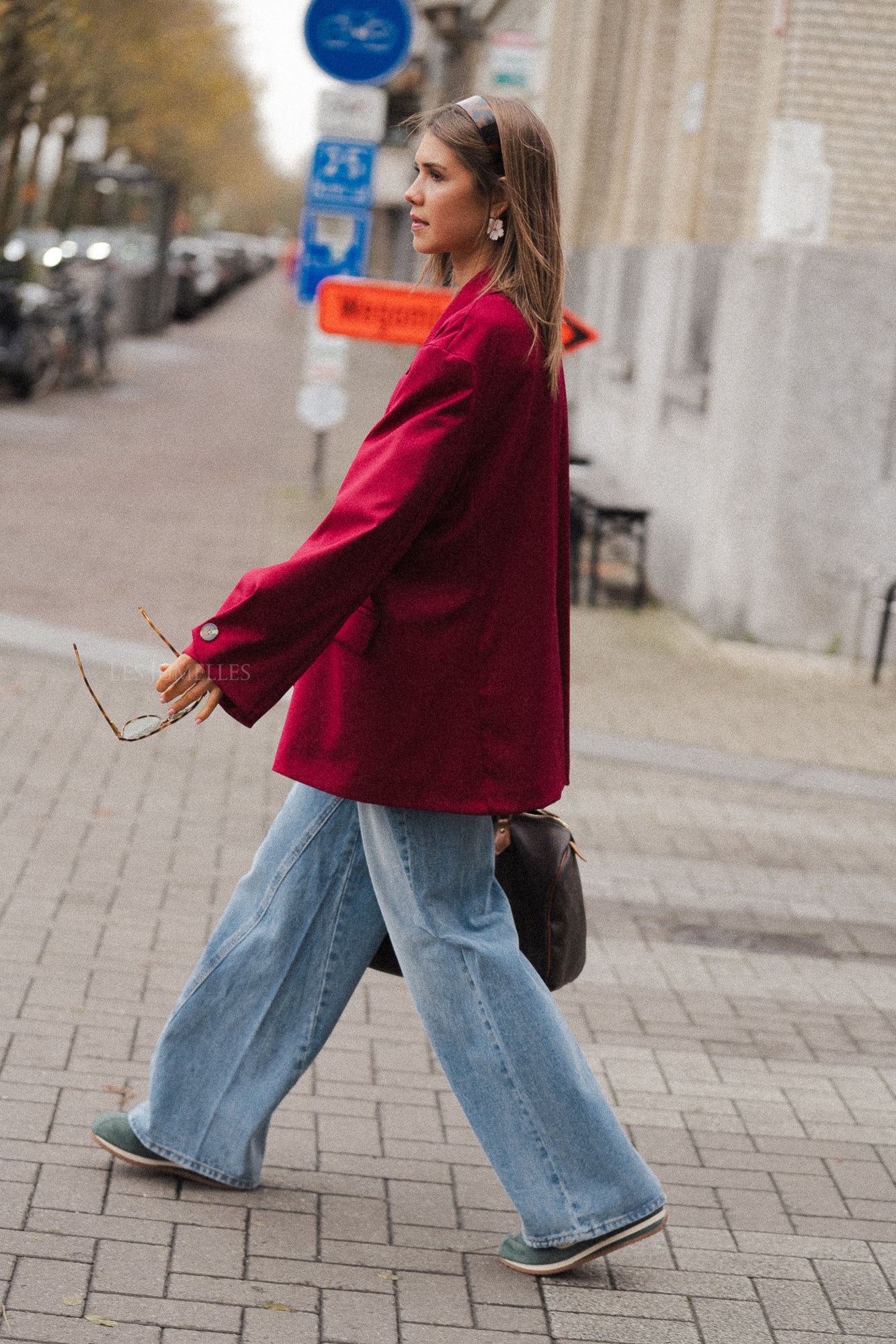 Clara oversized blazer cherry red