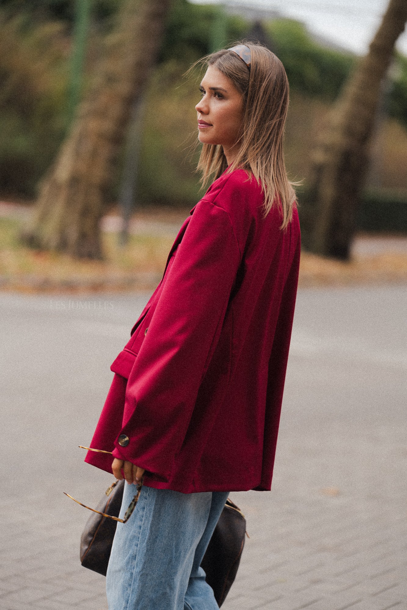 Clara oversized blazer kersenrood