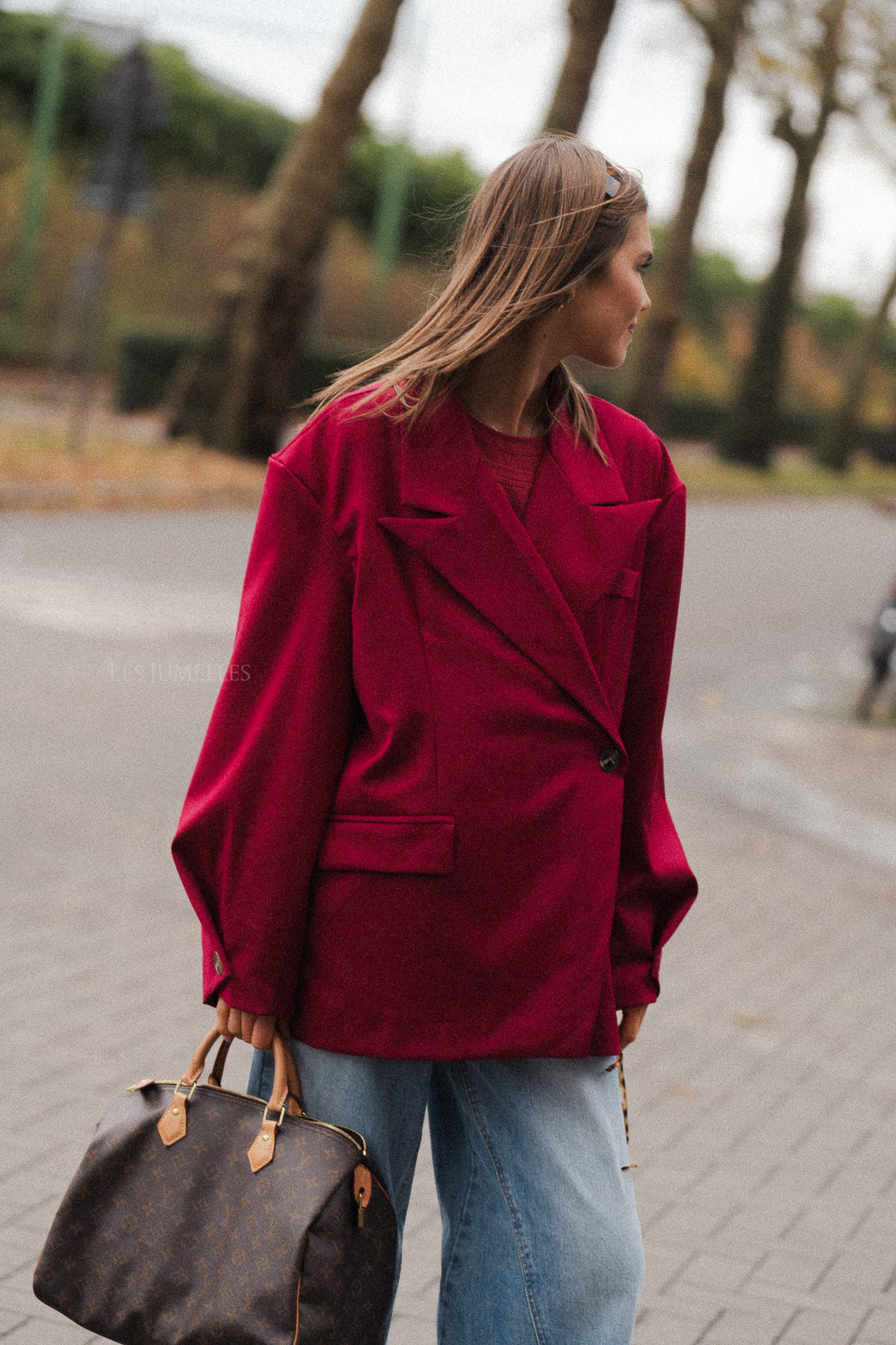 Clara oversized blazer kersenrood