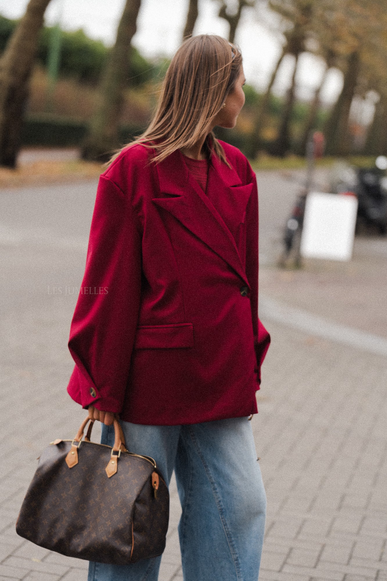 Clara oversized blazer kersenrood