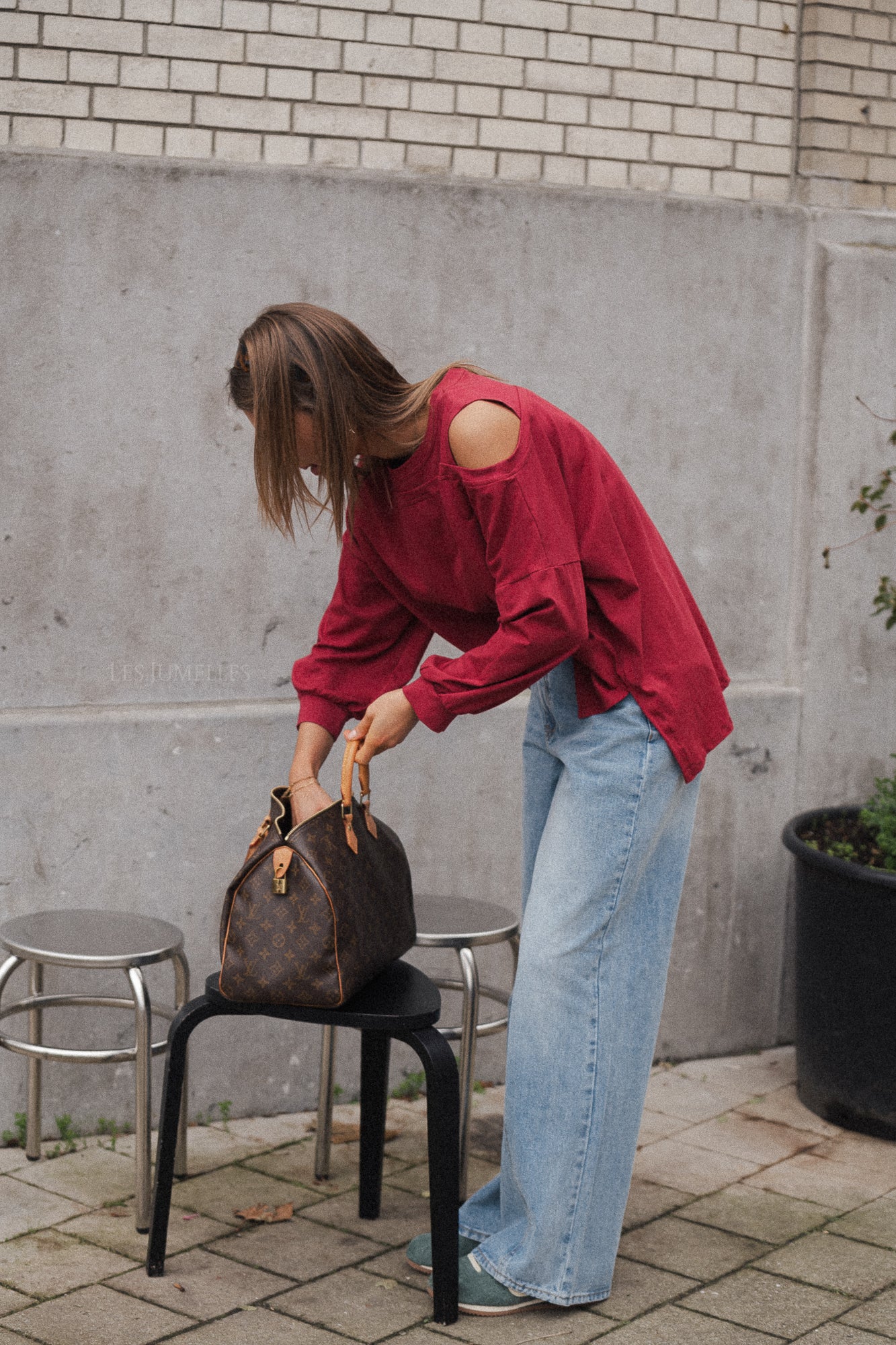 Kate asymmetric shirt cherry red