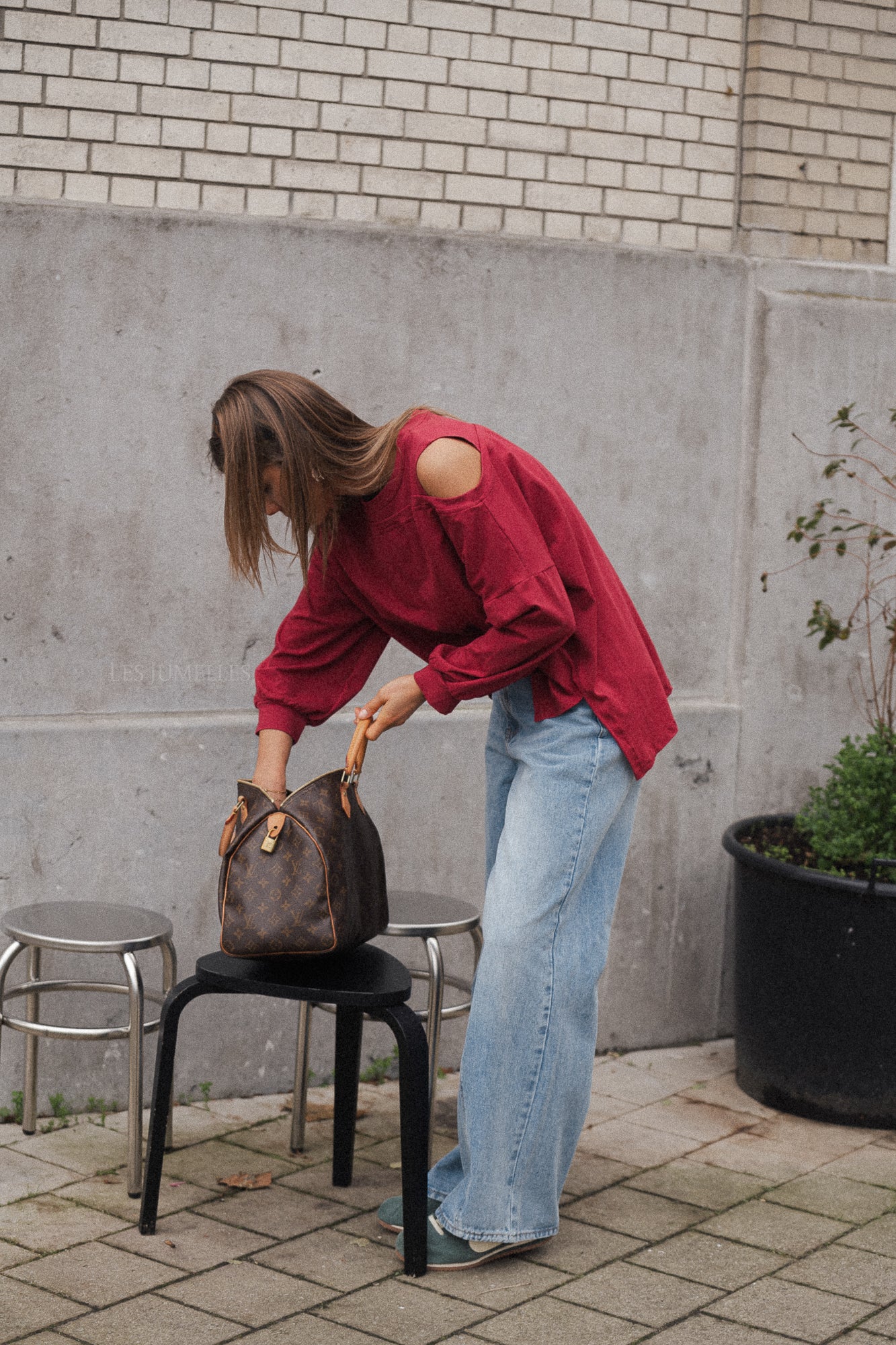 Kate asymmetric shirt cherry red