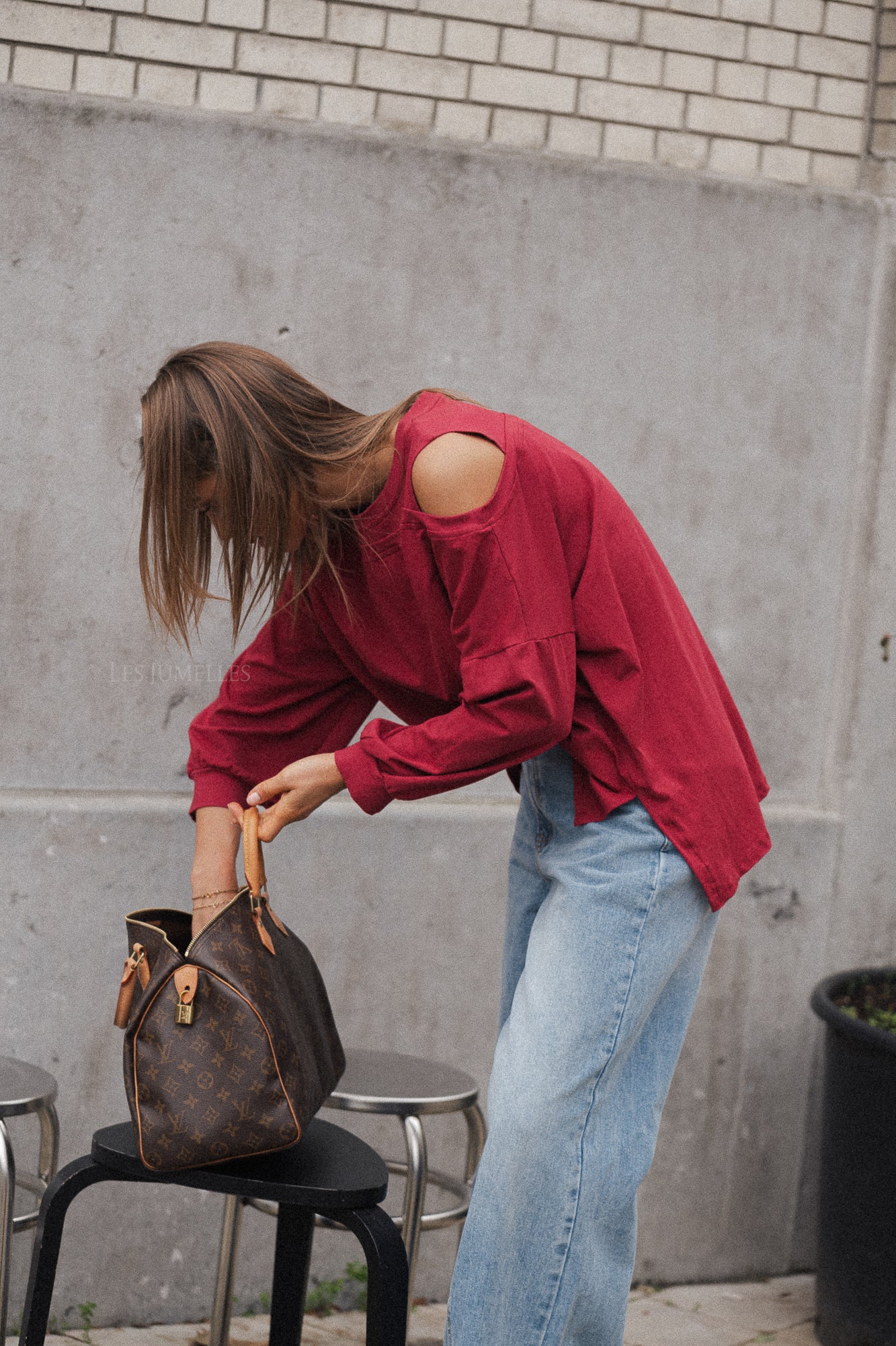 Haut asymétrique Kate rouge cerise