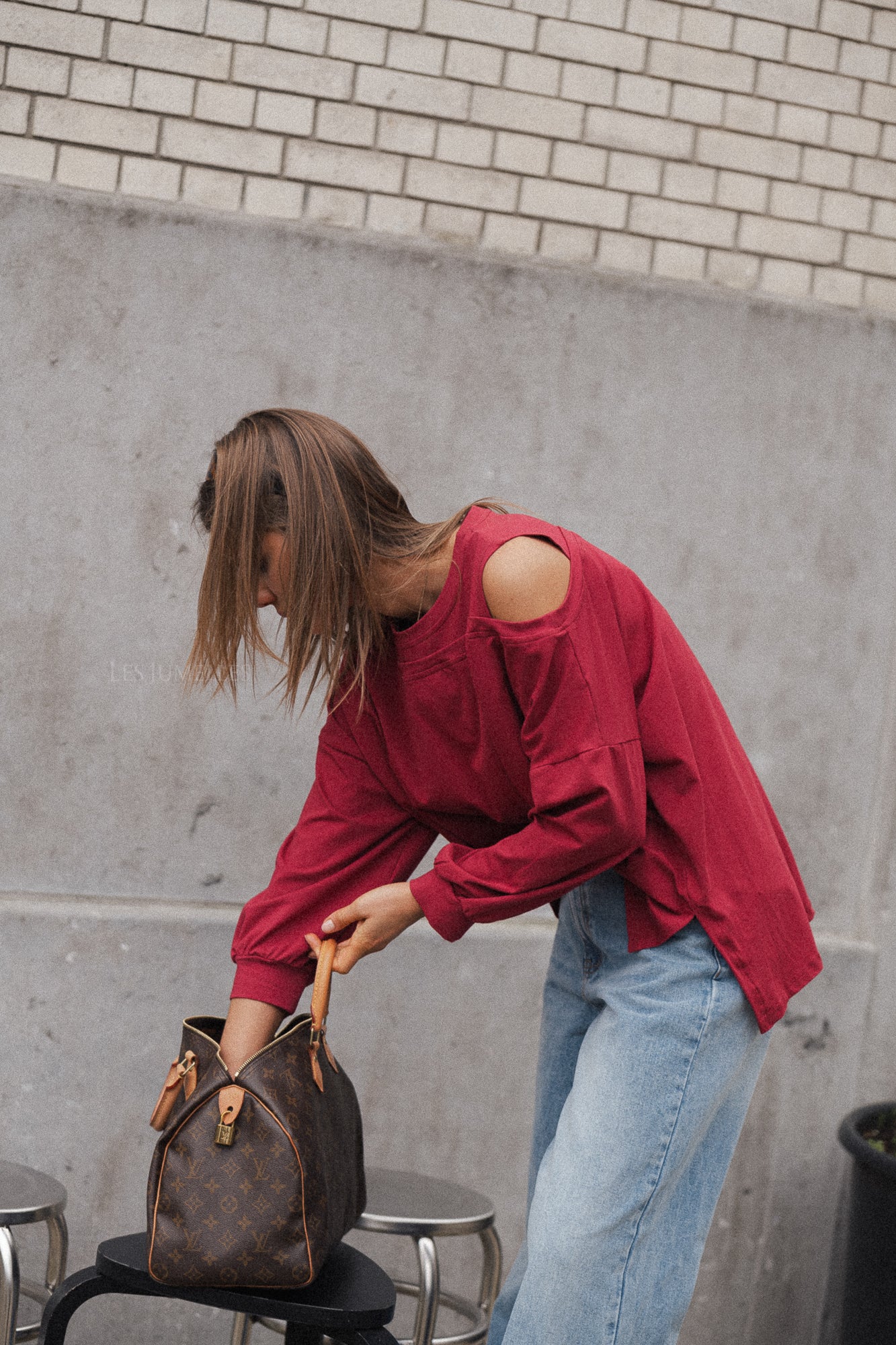 Haut asymétrique Kate rouge cerise