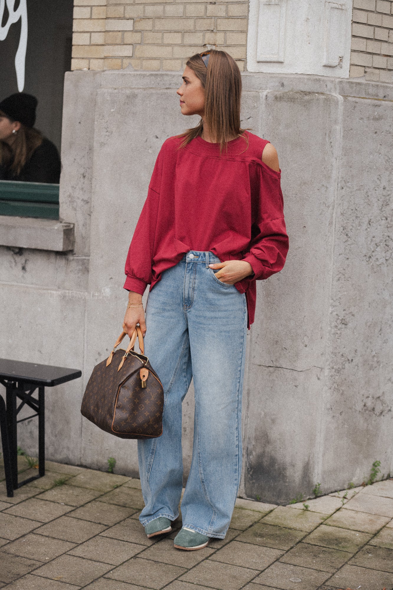 Kate asymmetric shirt cherry red