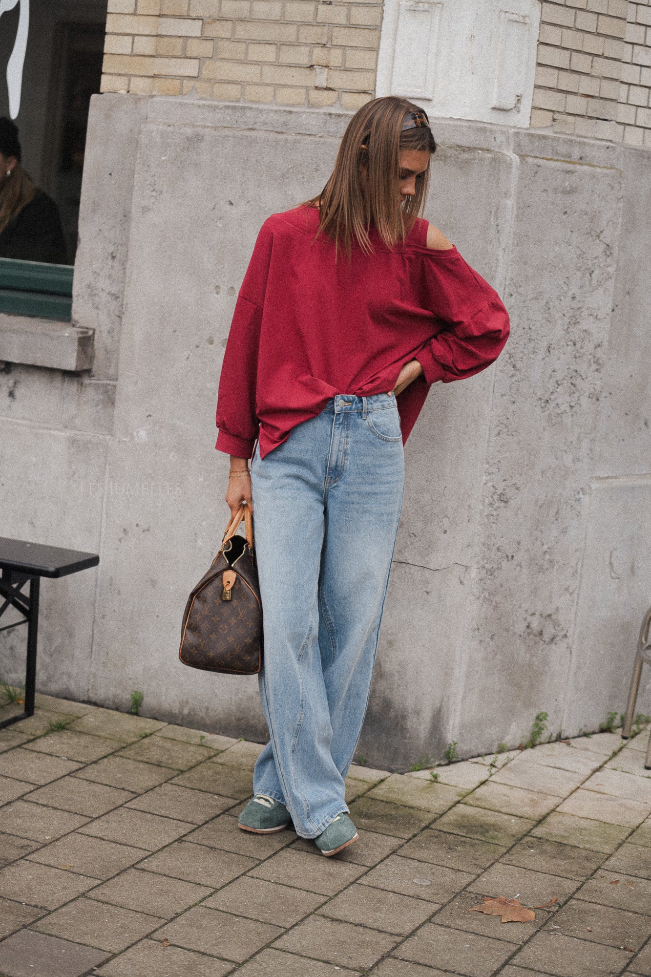 Kate asymmetric shirt cherry red