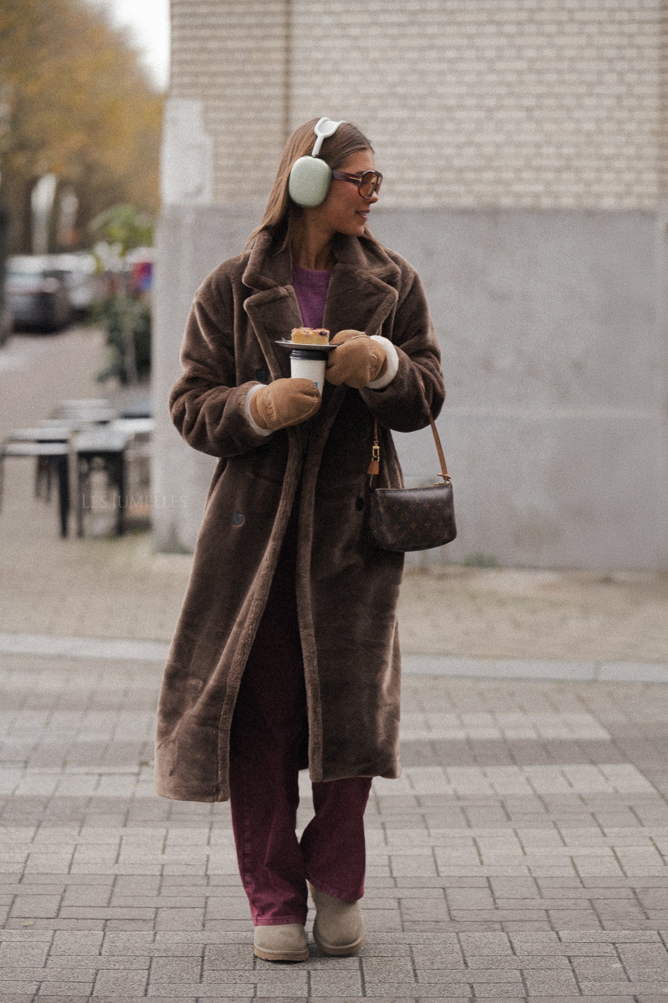 Manteau en peluche Thais taupe