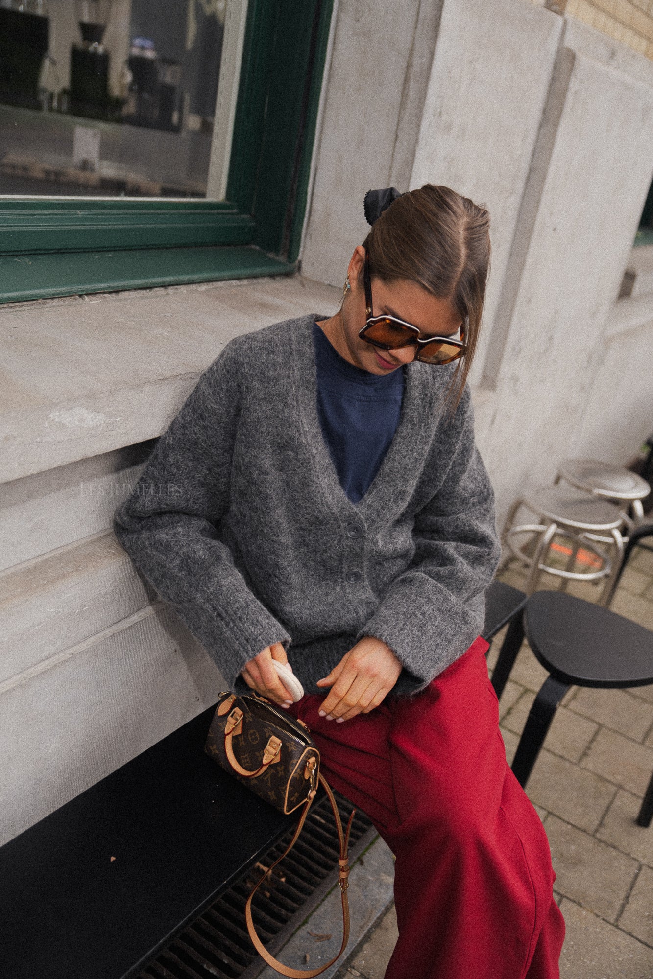 Gilet en mohair Onorina gris foncé chiné