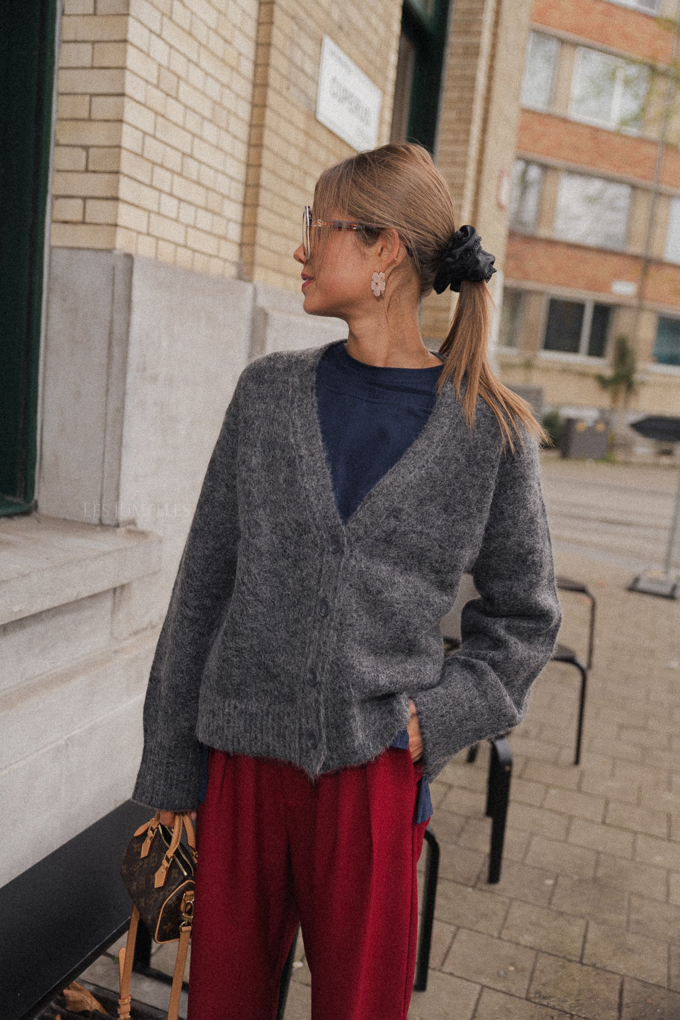 Onorina mohair vest donkergrijs melange