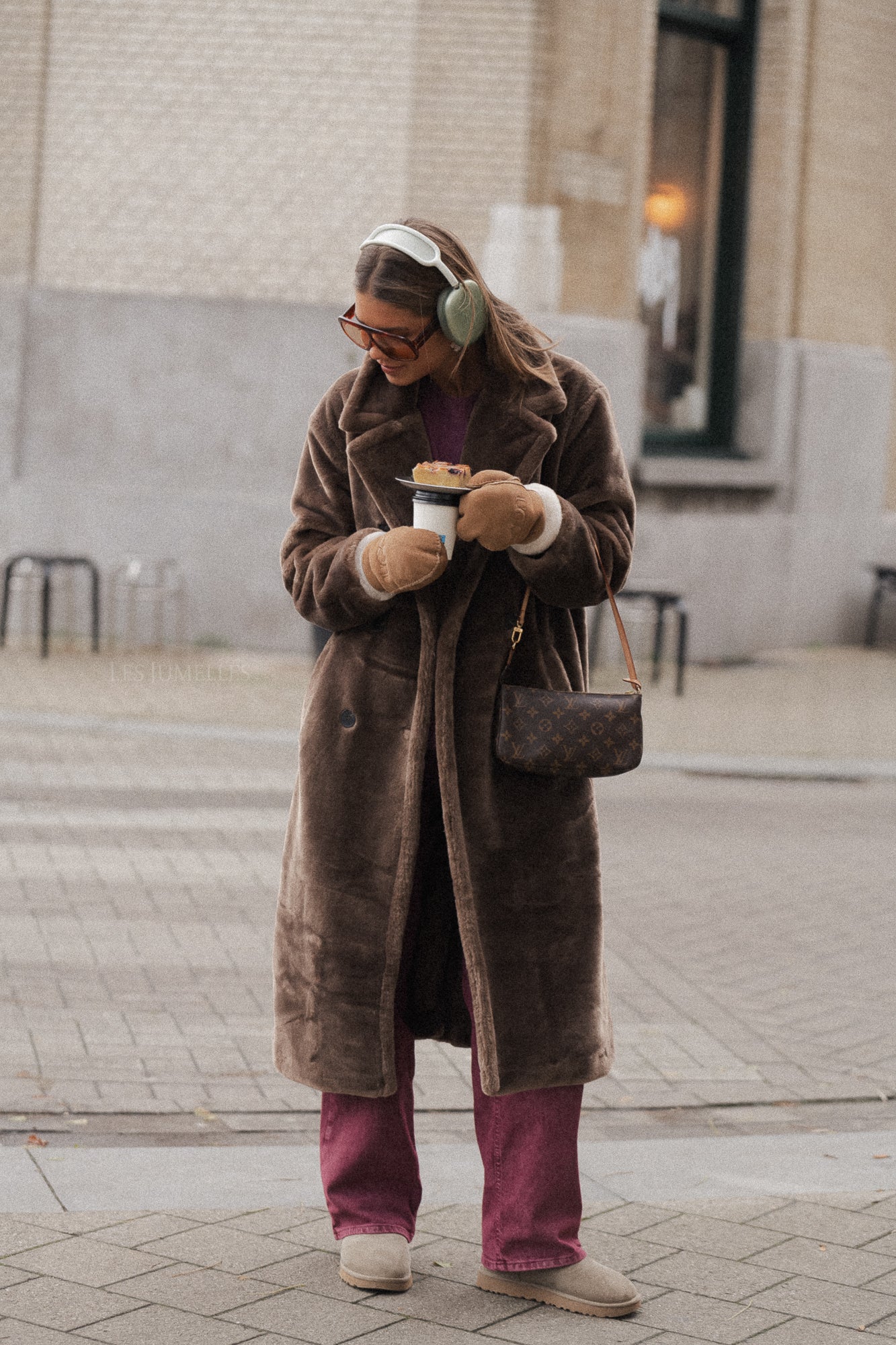 Manteau en peluche Thais taupe