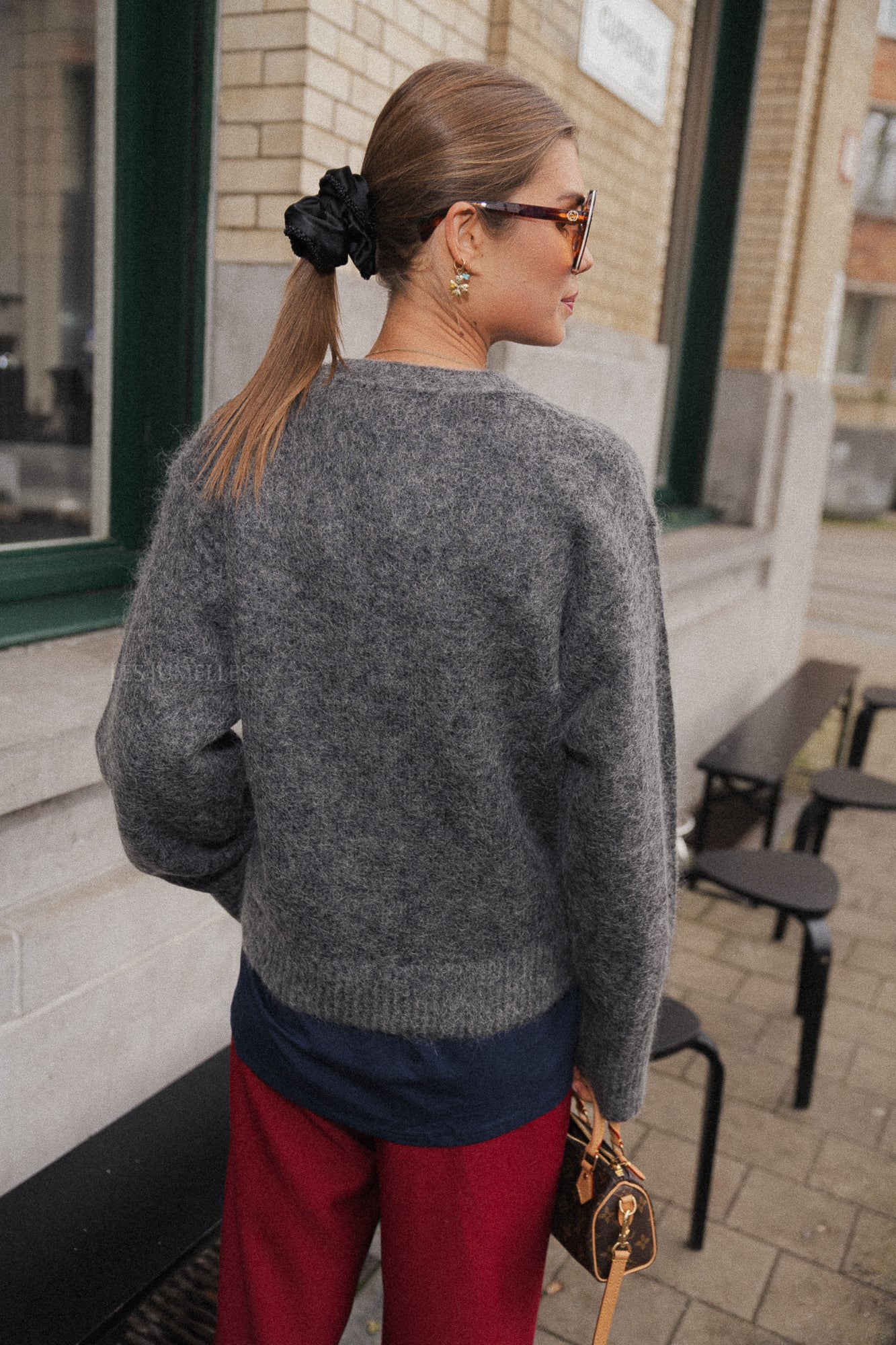 Gilet en mohair Onorina gris foncé chiné