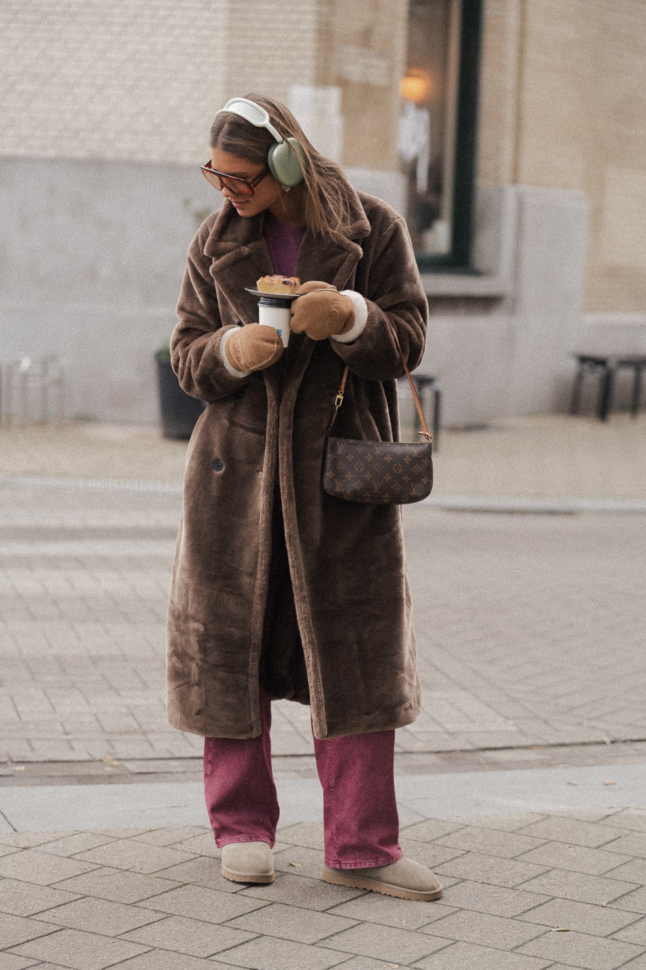 Manteau en peluche Thais taupe