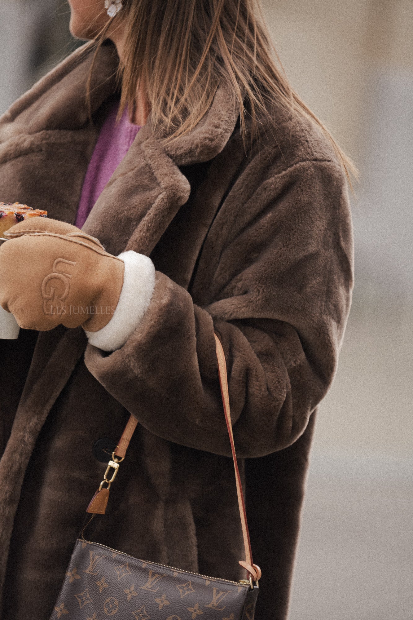 Manteau en peluche Thais taupe