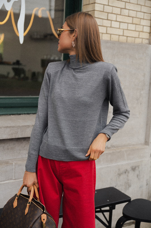 Les Jumelles Pull col roulé VIAgnes L/S gris moyen chiné