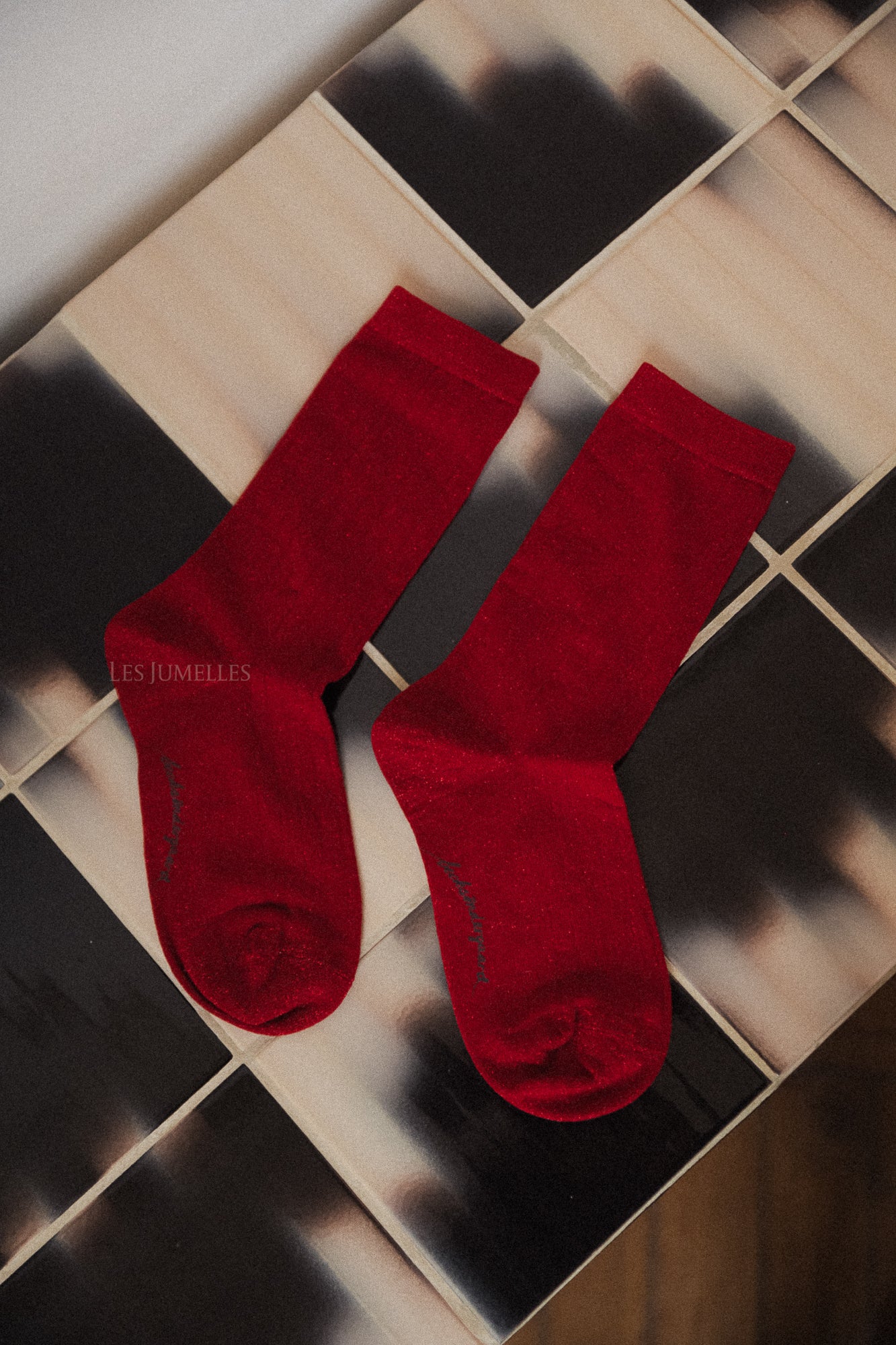 Chaussettes pailletées rouges