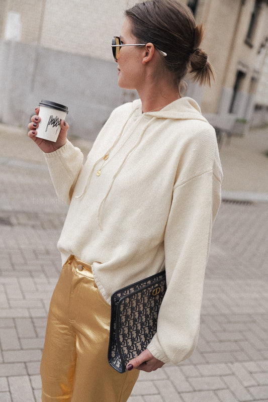 Les Jumelles Sweat à capuche Eliza blanc antique