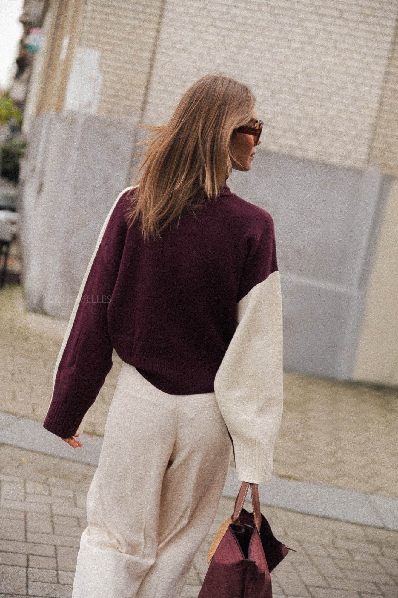 Laren Pullover in Bordeaux/Ecru