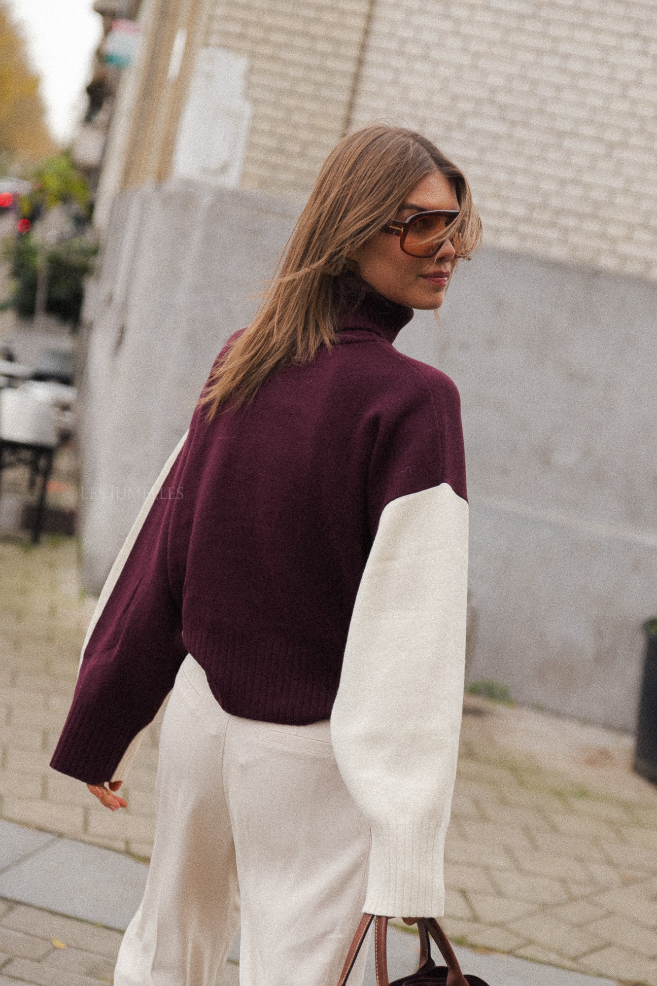 Laren Pullover in Bordeaux/Ecru