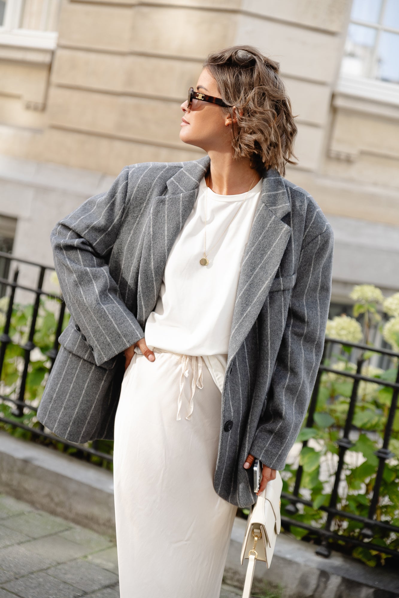 Grey best sale striped blazer