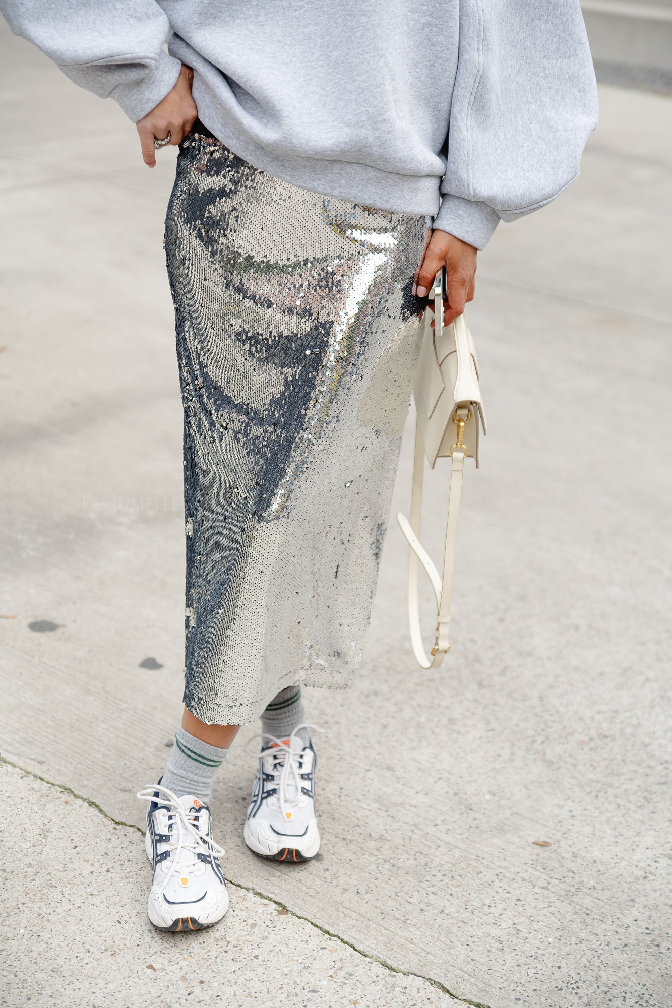 Sequin skirt with clearance sneakers