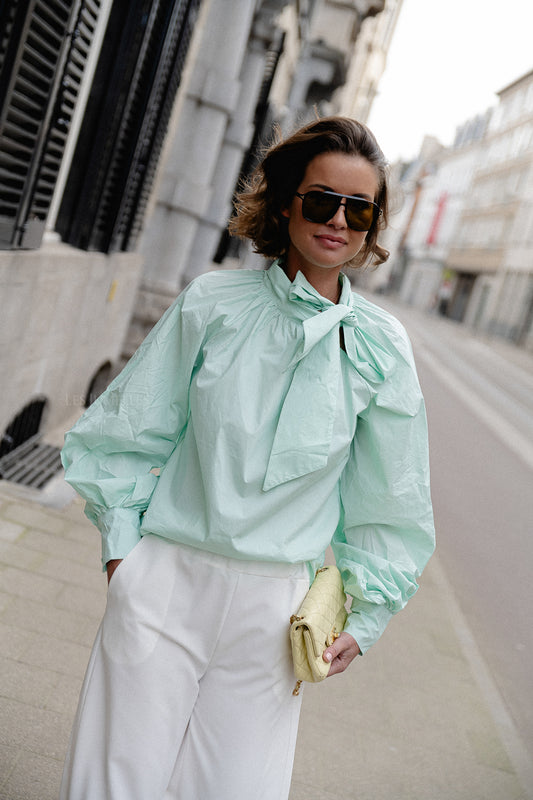 Les Jumelles Gloria bow blouse mint