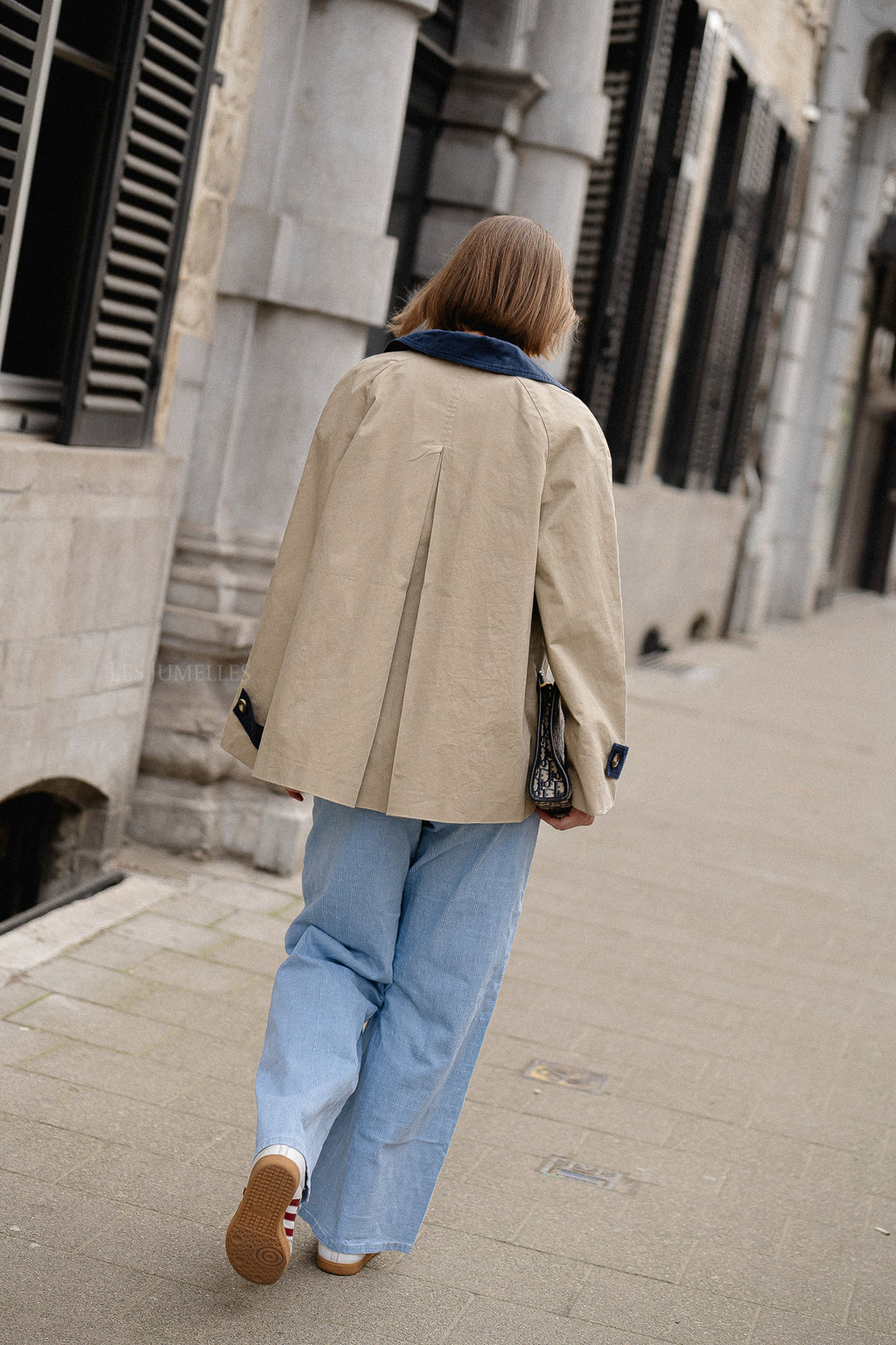 OBJHarper LS trenchcoat twill/dark denim