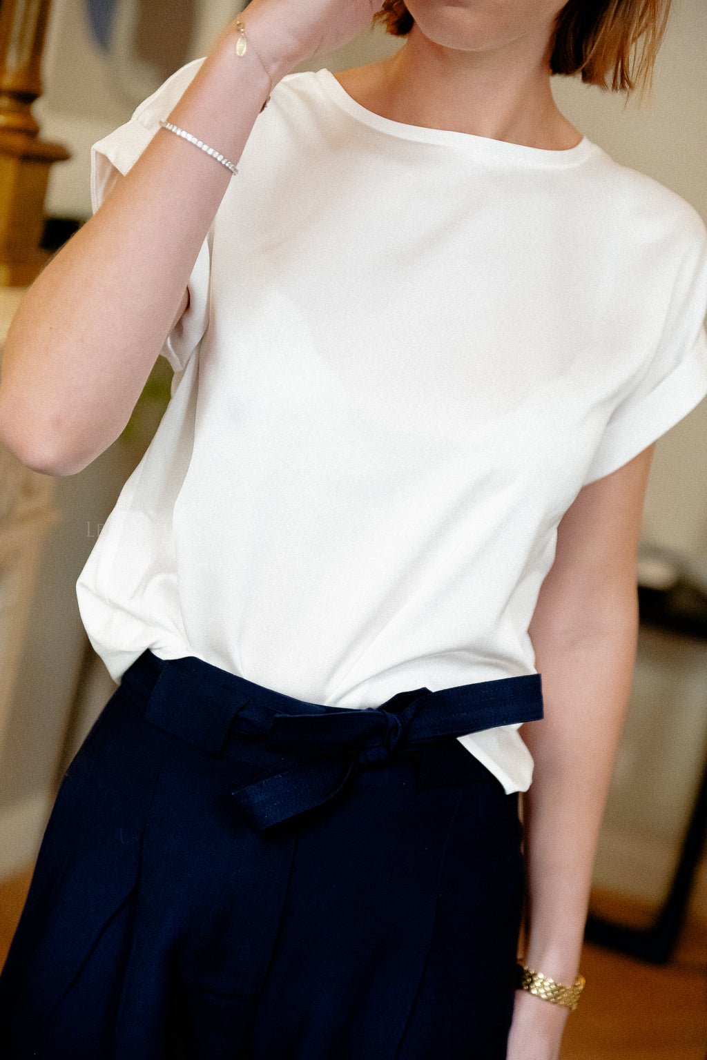 VIEllette S/S satin top snow white