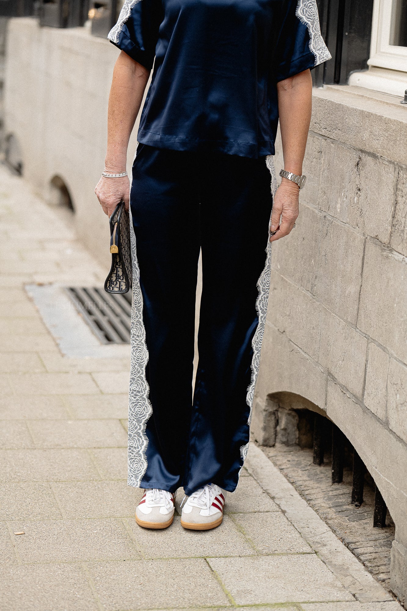 OBJRandi MW loose track pants dark denim