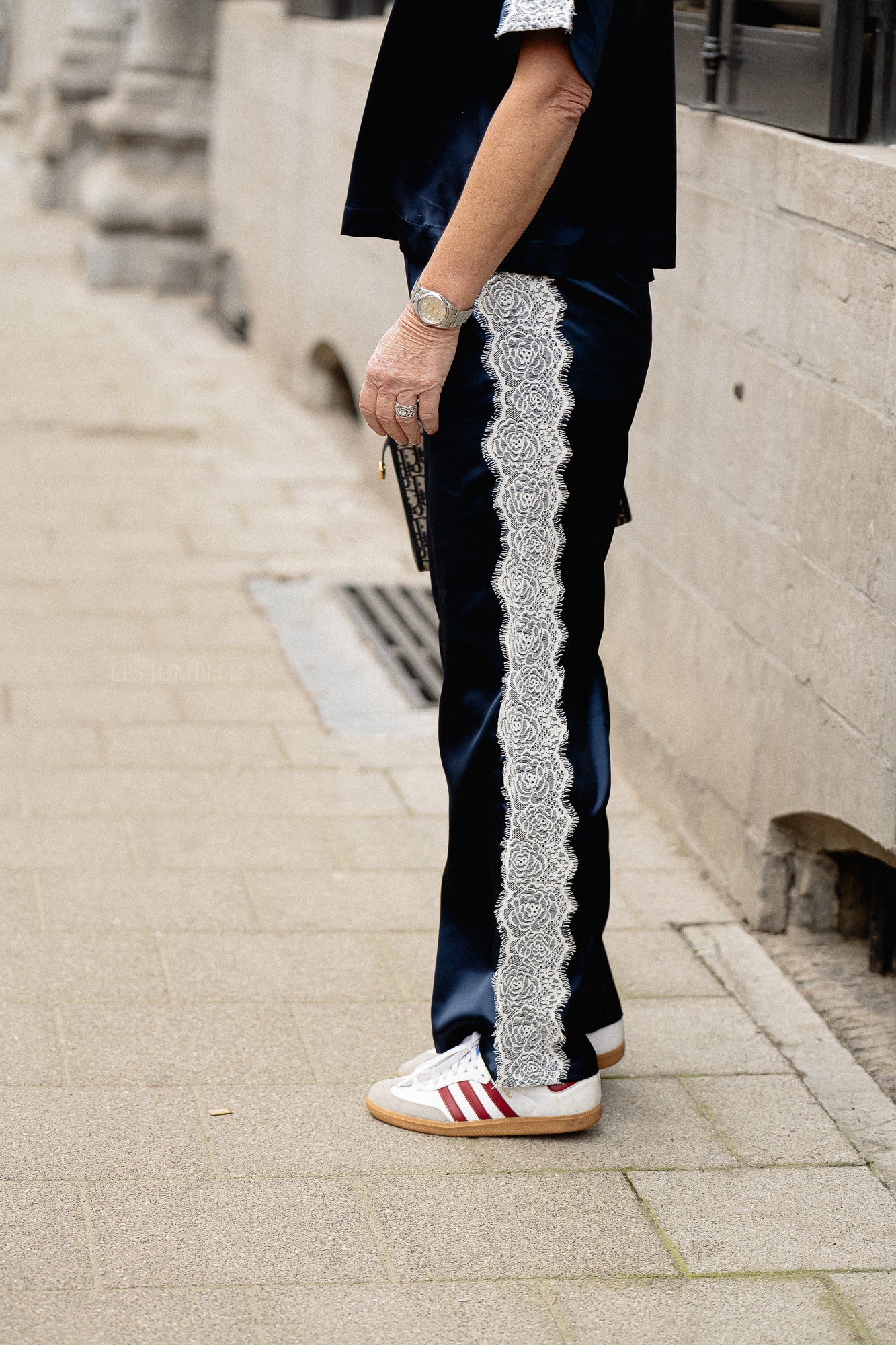 OBJRandi MW loose track pants dark denim