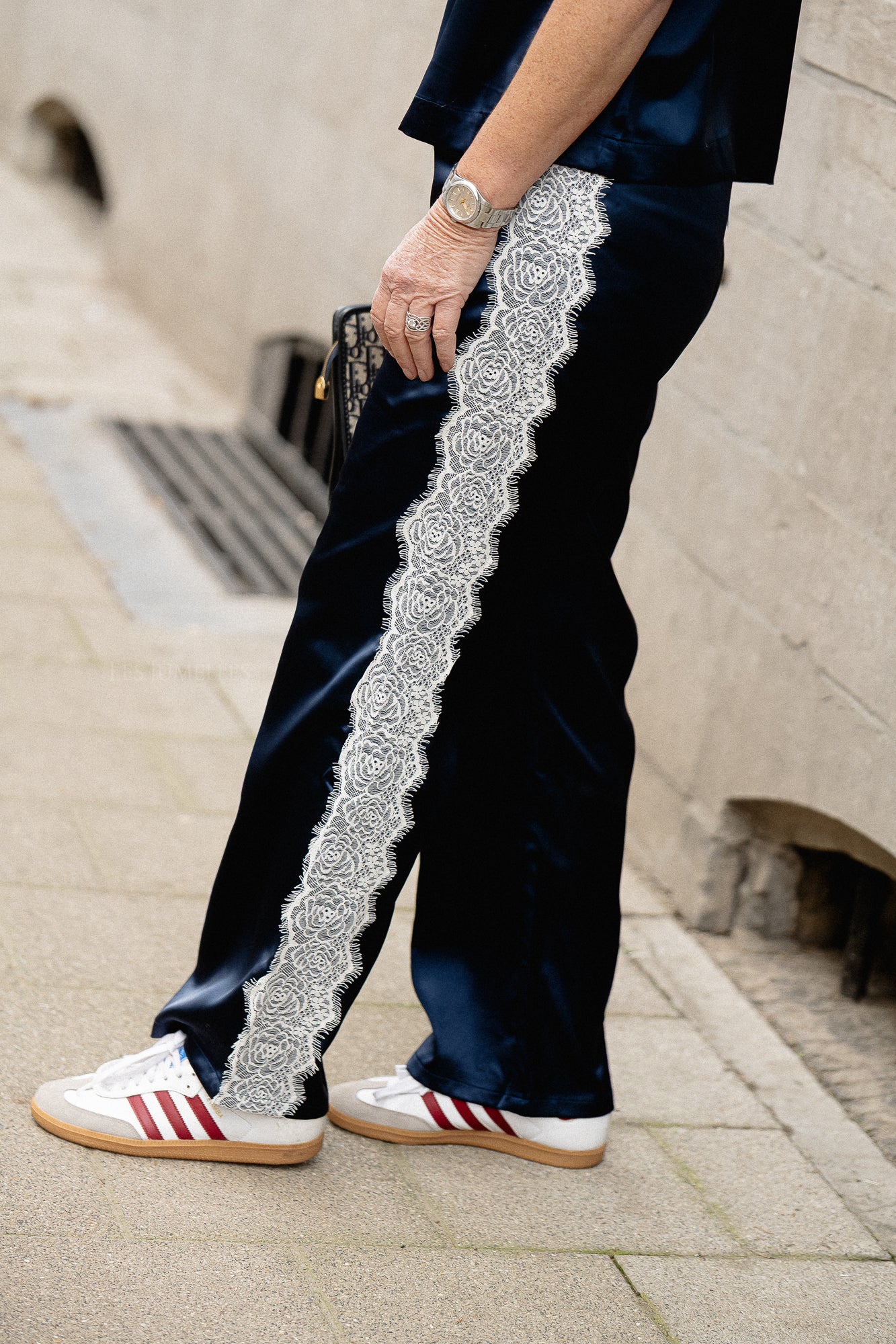 OBJRandi MW loose track pants dark denim