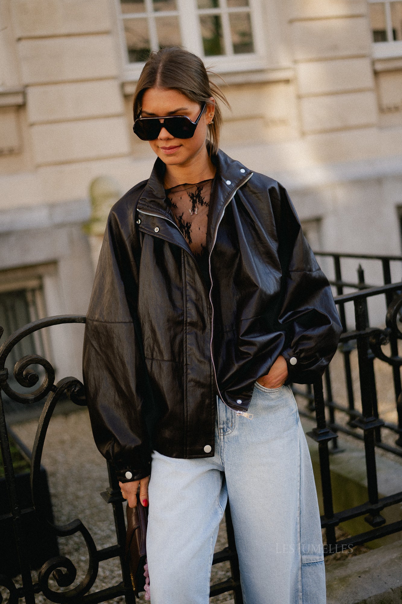 Caro PU jacket dark brown