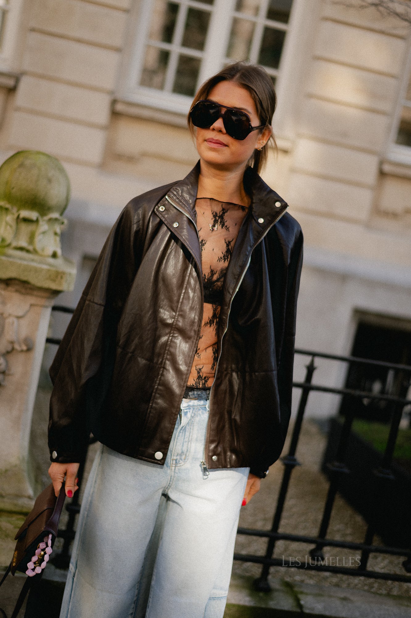 Caro PU jacket dark brown