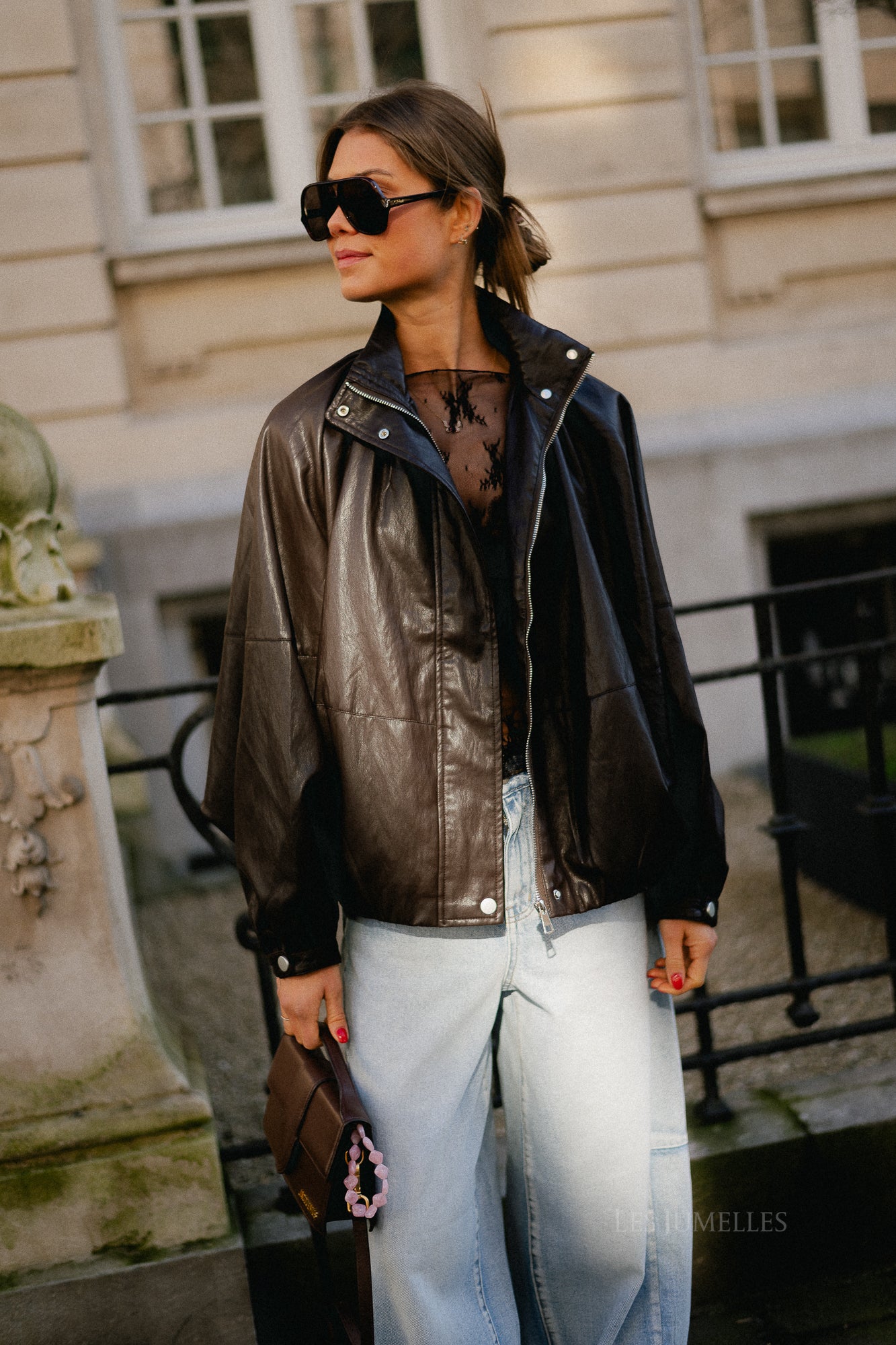 Caro PU jacket dark brown