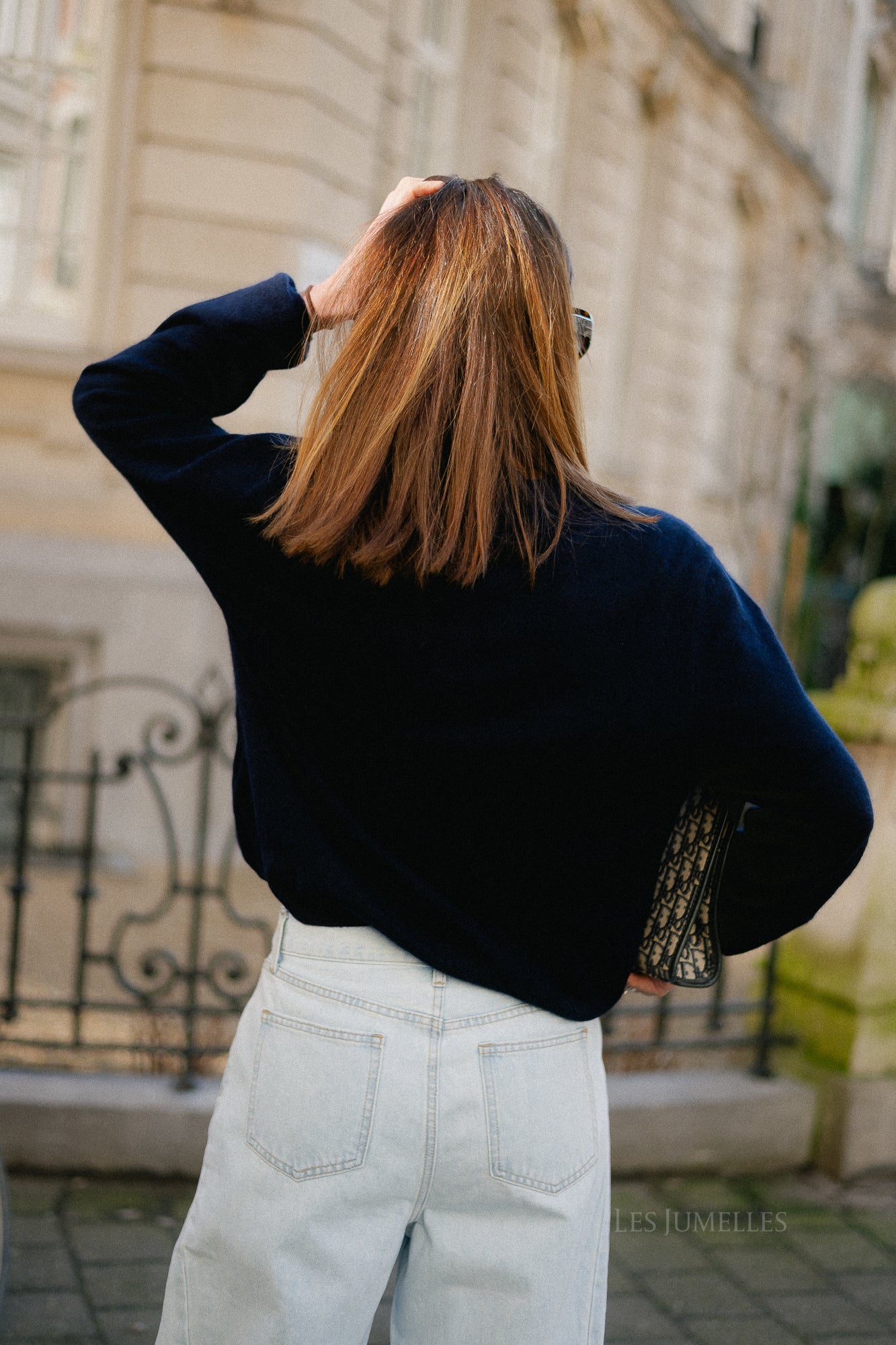 Elisabeth long-sleeve polo shirt navy blue